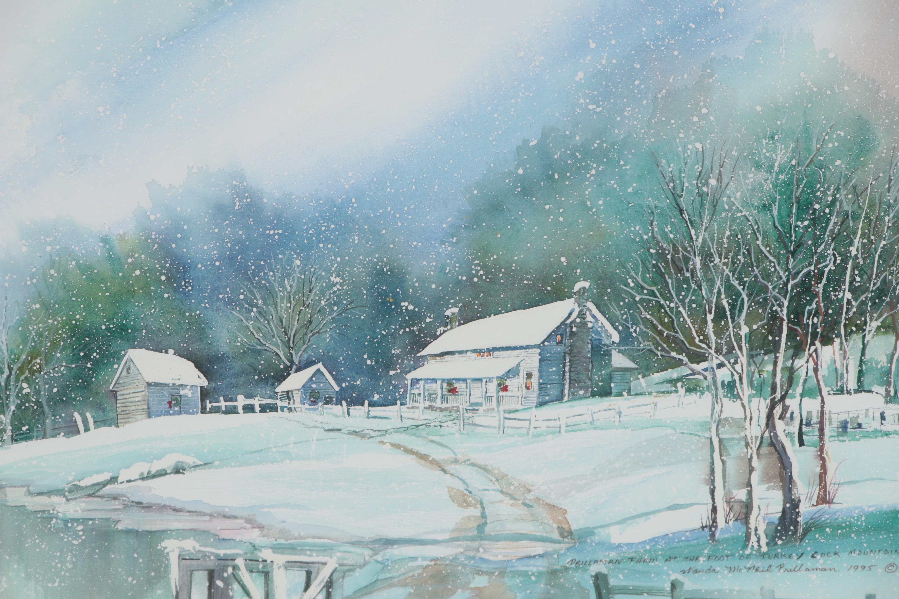 Wanda Prillaman Watercolor "Prillaman Farm at the Foot..." 1985