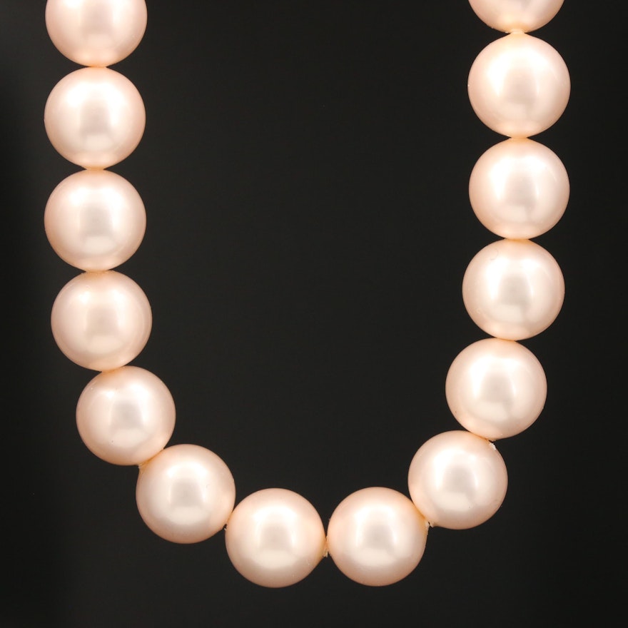 Imitation Pearl Necklace With 14K Yellow Gold Clasp