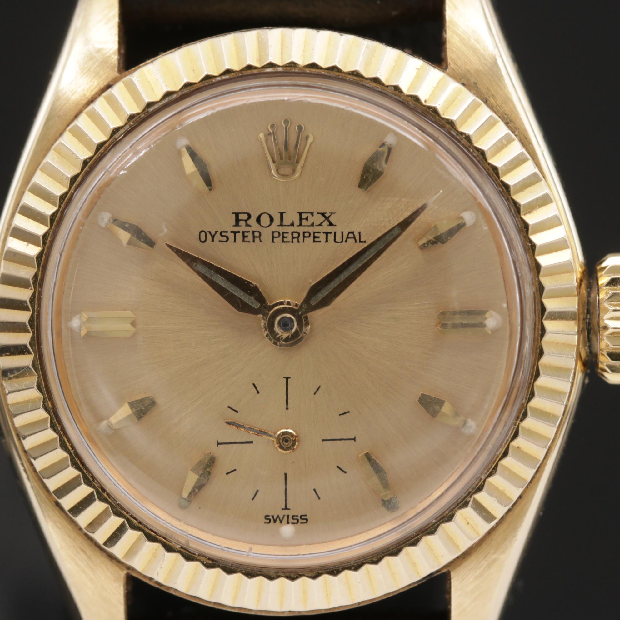 1958 Rolex "Oyster Perpetual" 14K Gold Automatic Watch