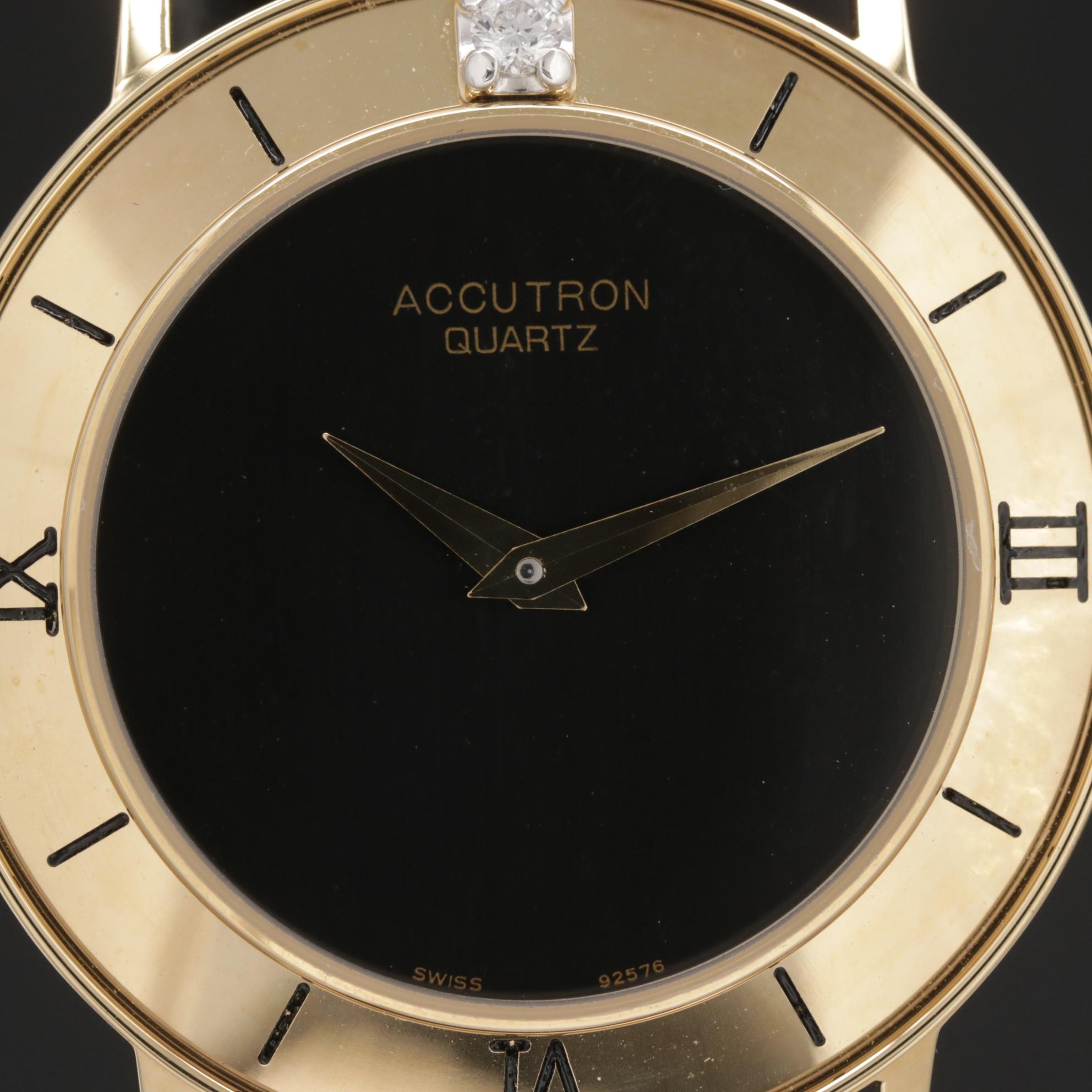 Bulova Accutron "Time N' Ice" Gold Tone and Diamond Quartz Watch