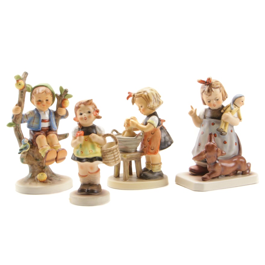 Goebel Porcelain Hummel Figurines Including "Apple Tree Boy" and "Behave!"