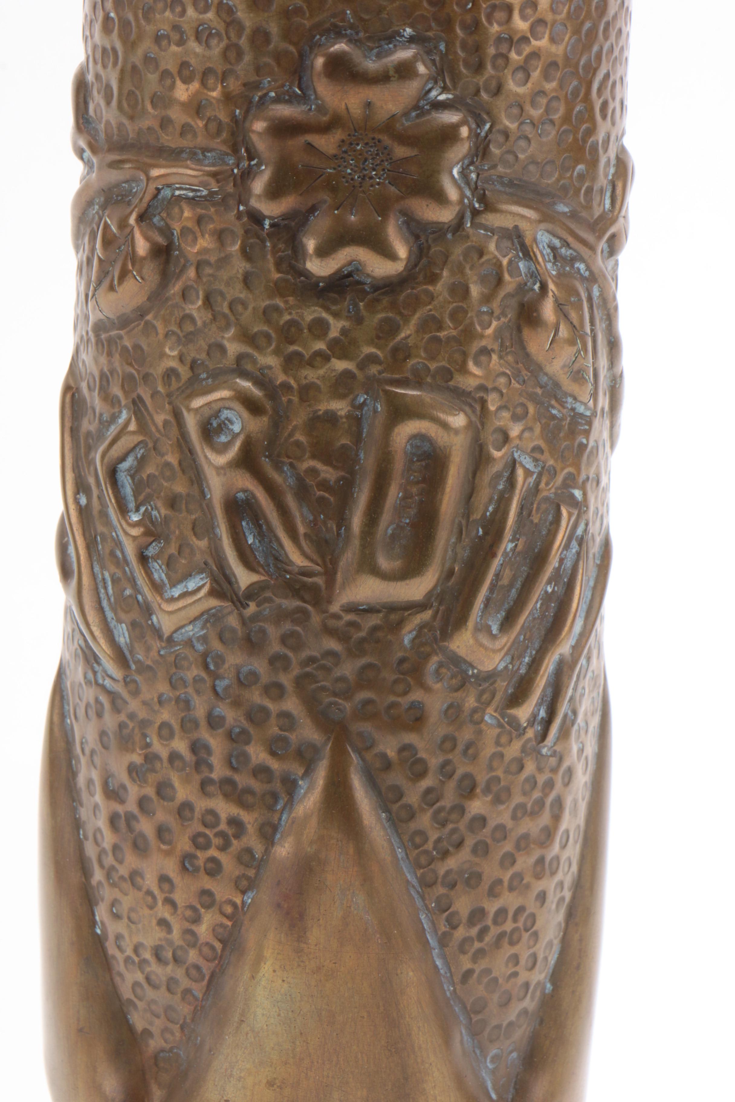 Trench Art Embossed WW1 Artillery Shell