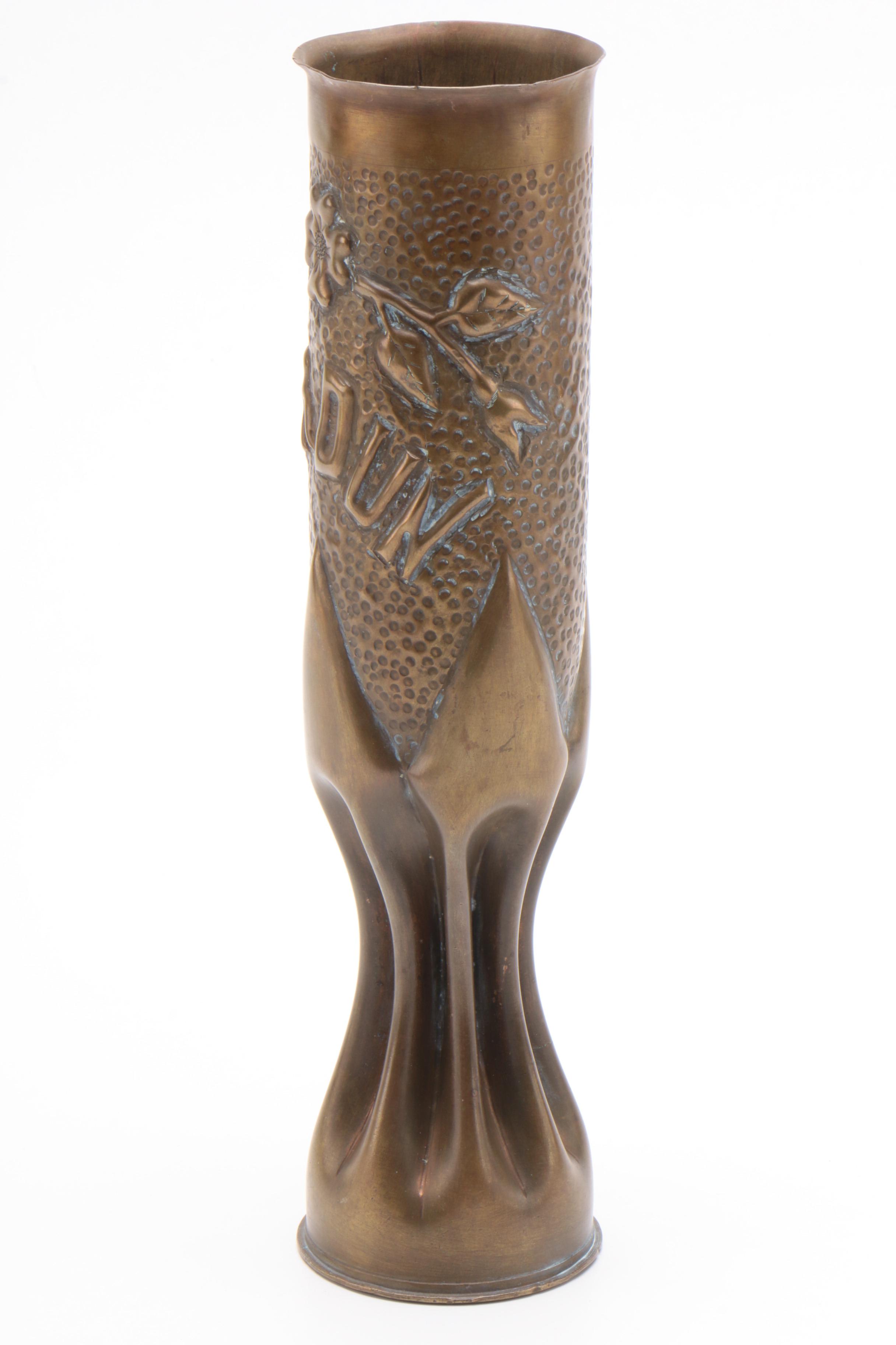 Trench Art Embossed WW1 Artillery Shell