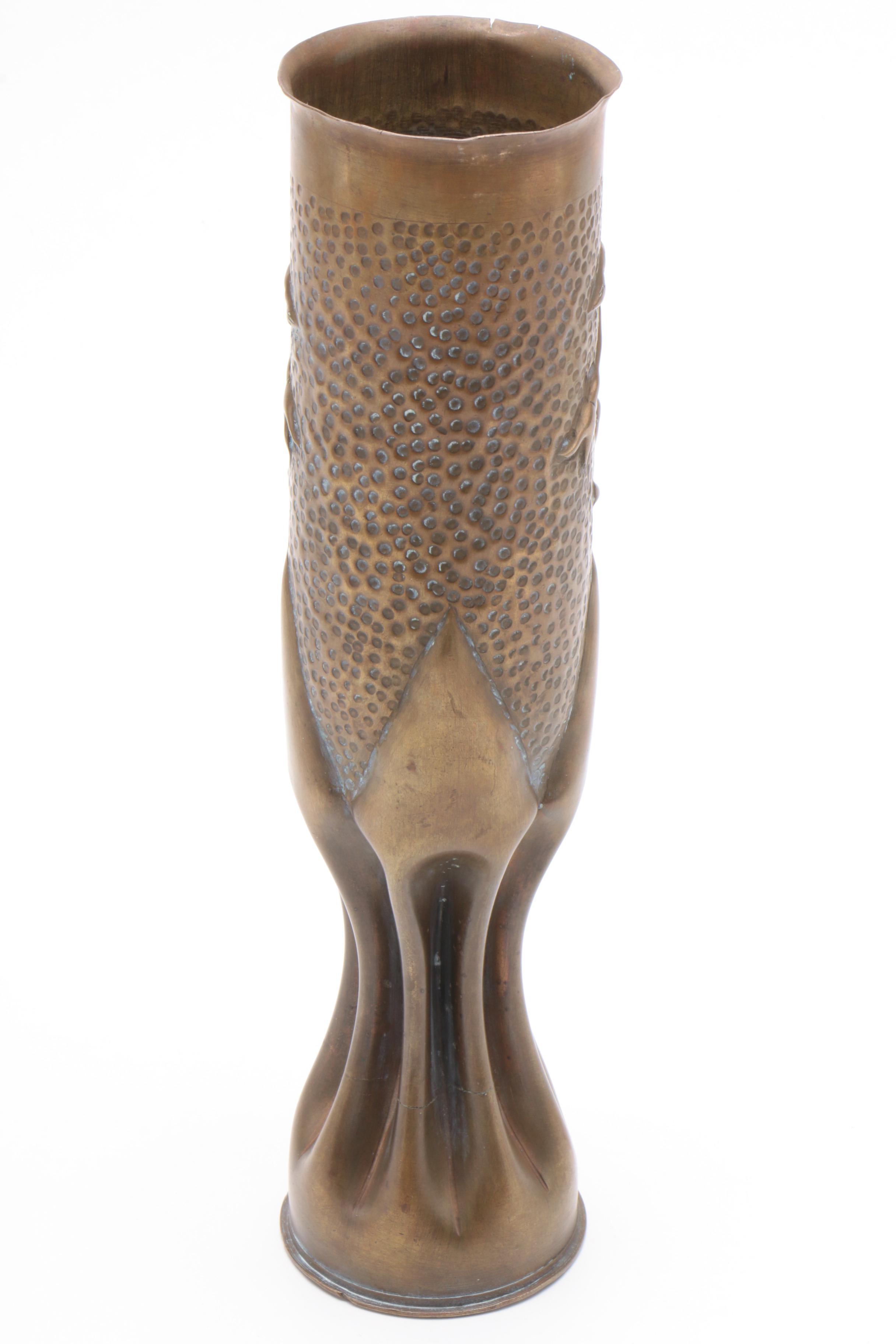 Trench Art Embossed WW1 Artillery Shell