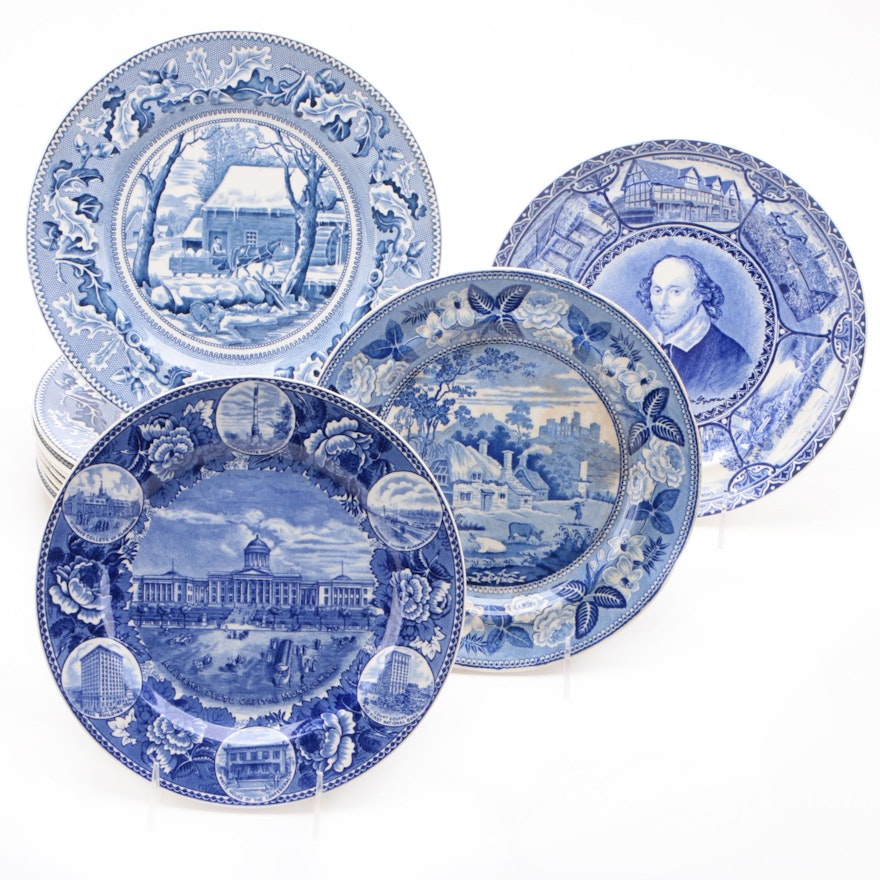 Johnson Bros "Historic America" and Other Blue Transferware Plates