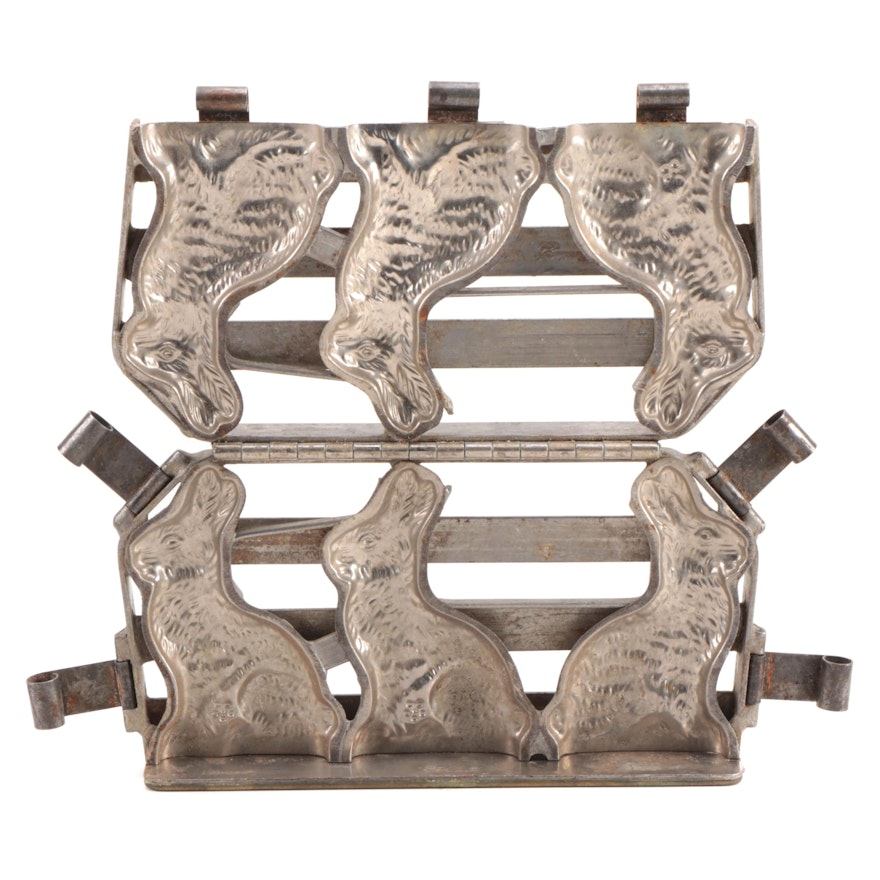 Metal Chocolate Rabbits Mold, Early 20th Century