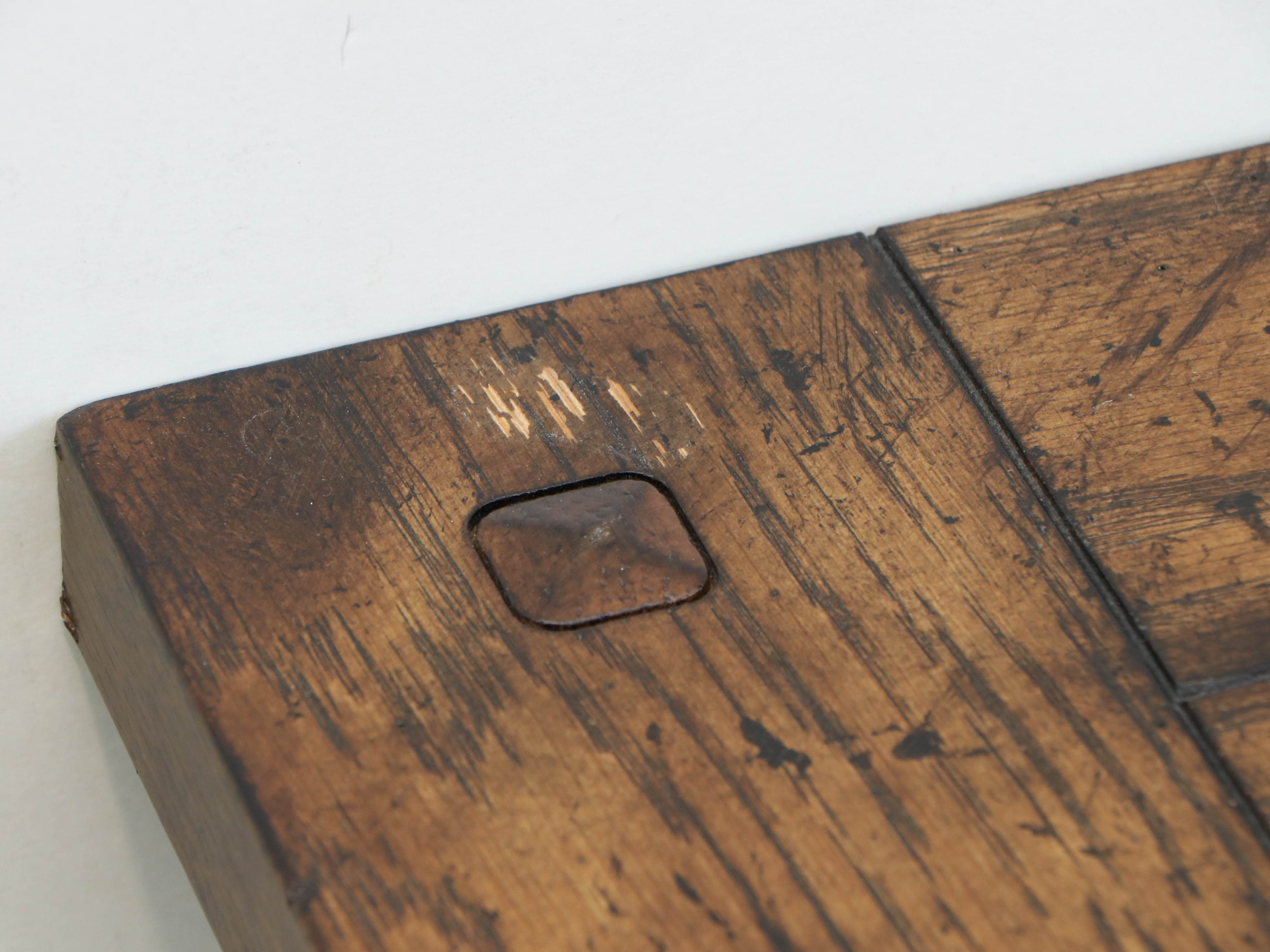 Planked Wood Style Double-Pedestal Console Table