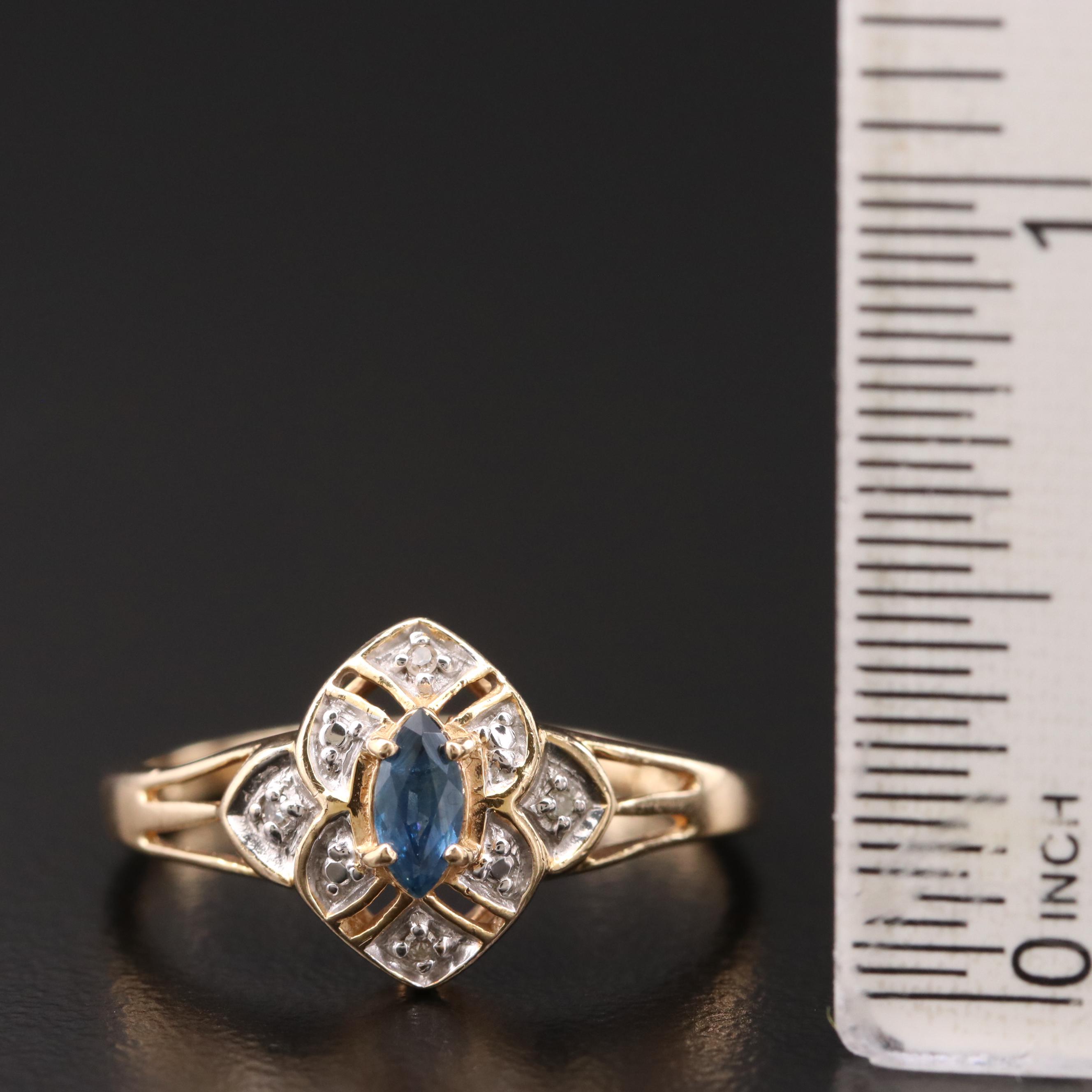 10K Gold Sapphire and Diamond Ring