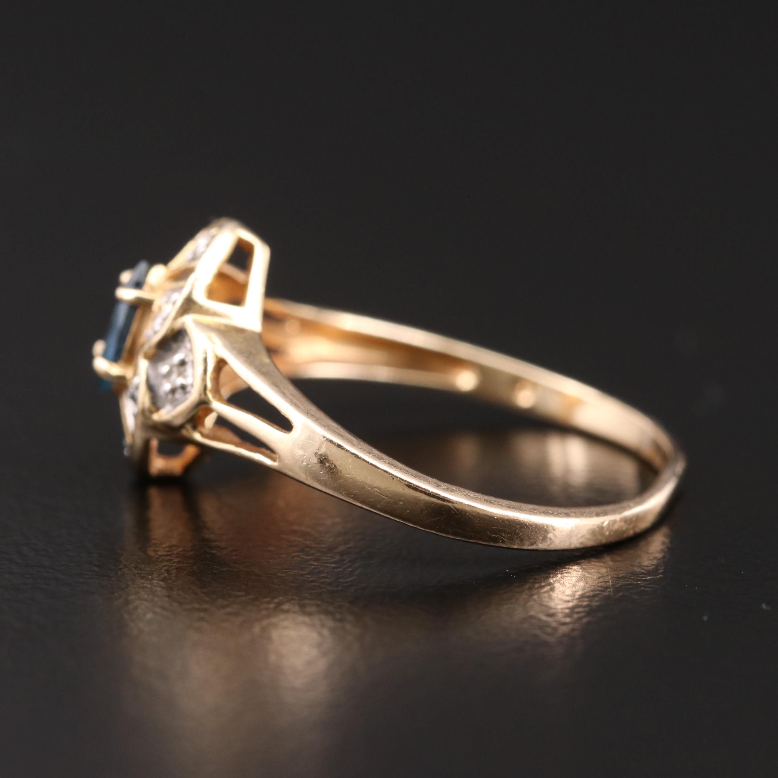 10K Gold Sapphire and Diamond Ring