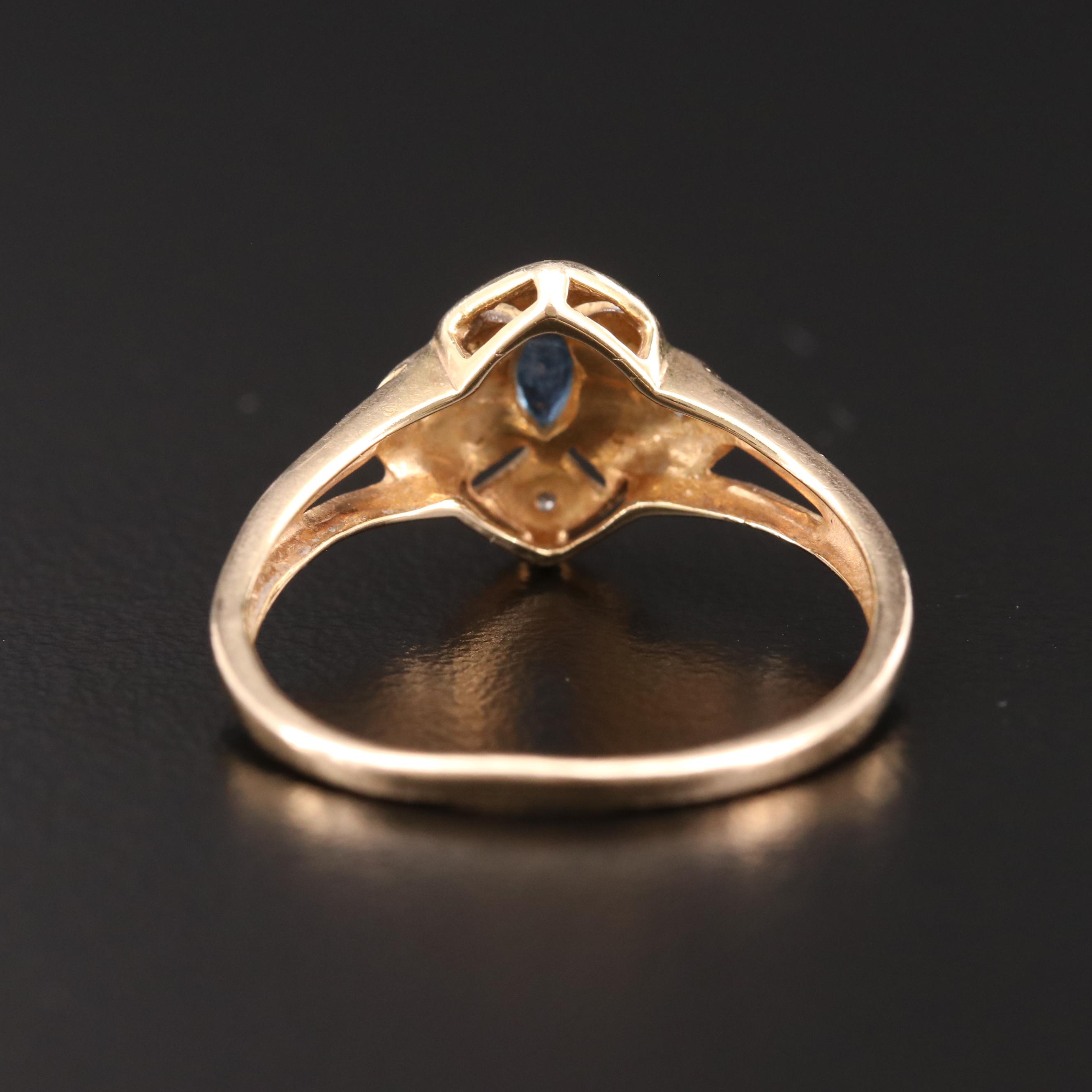 10K Gold Sapphire and Diamond Ring