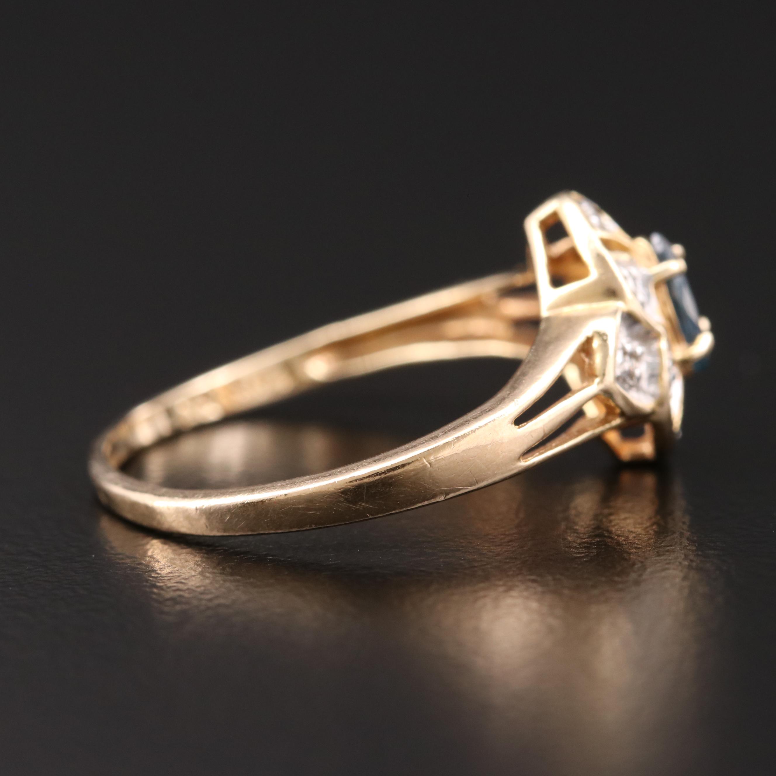 10K Gold Sapphire and Diamond Ring