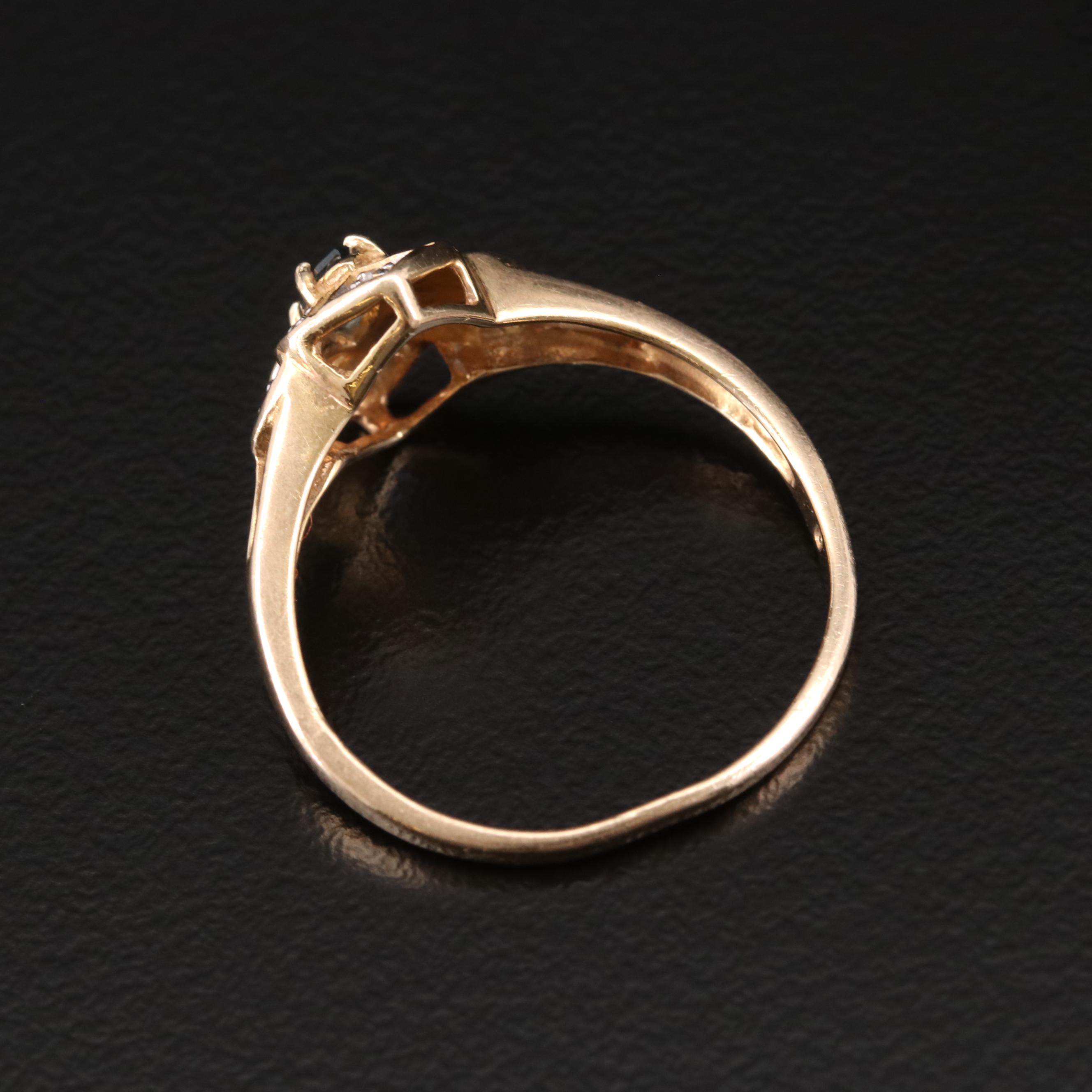 10K Gold Sapphire and Diamond Ring