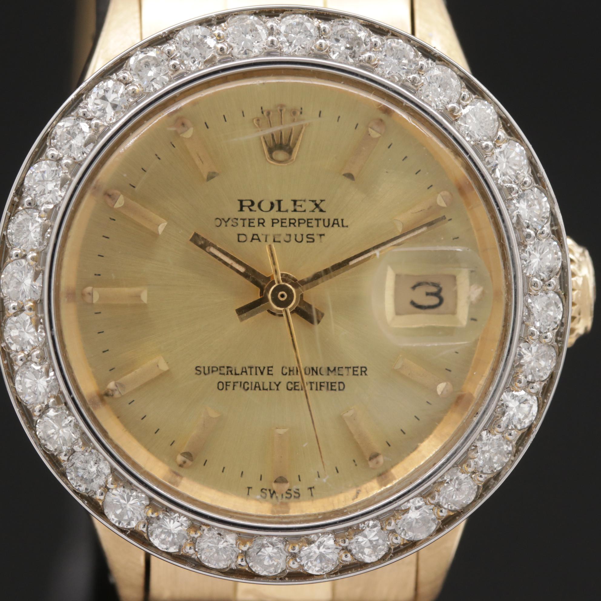 1970 Rolex Datejust 18K Gold and Stainless Steel with 1.20 CTW Diamonds Watch