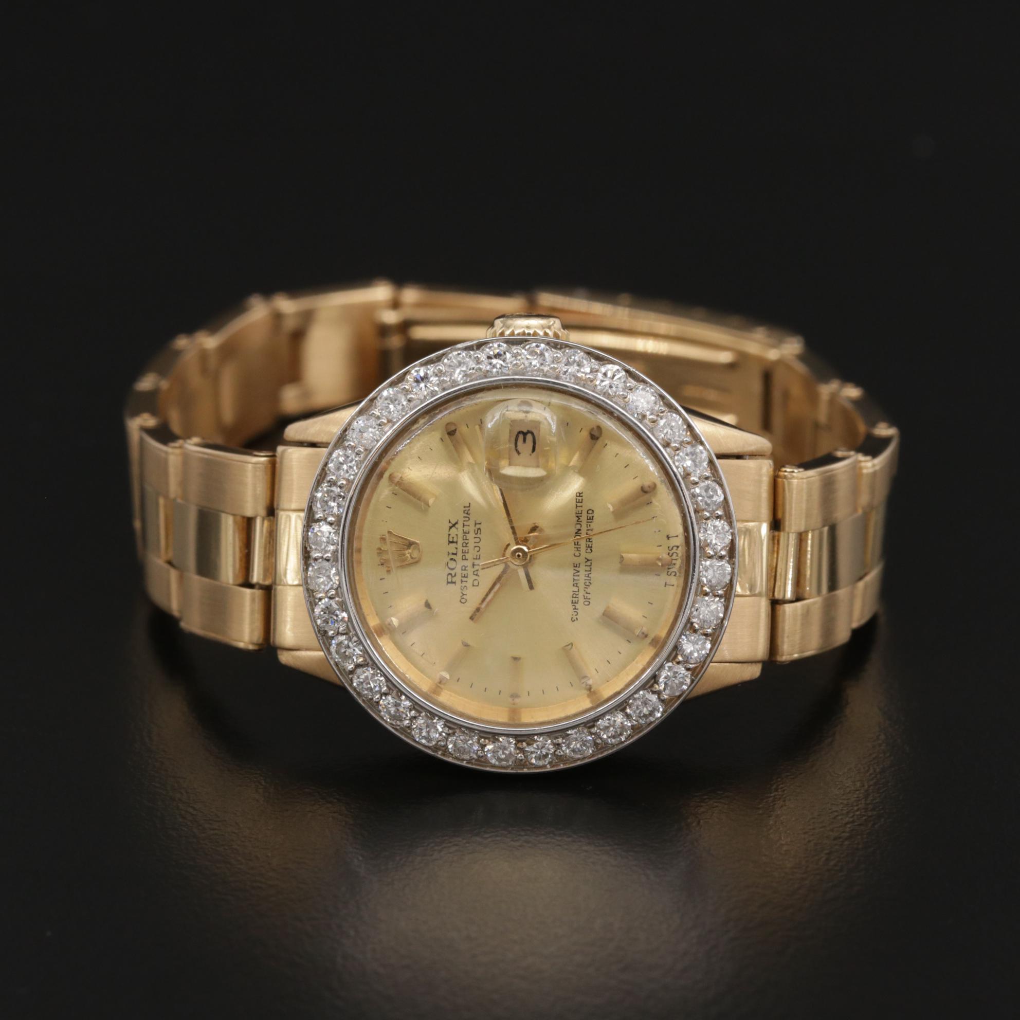 1970 Rolex Datejust 18K Gold and Stainless Steel with 1.20 CTW Diamonds Watch