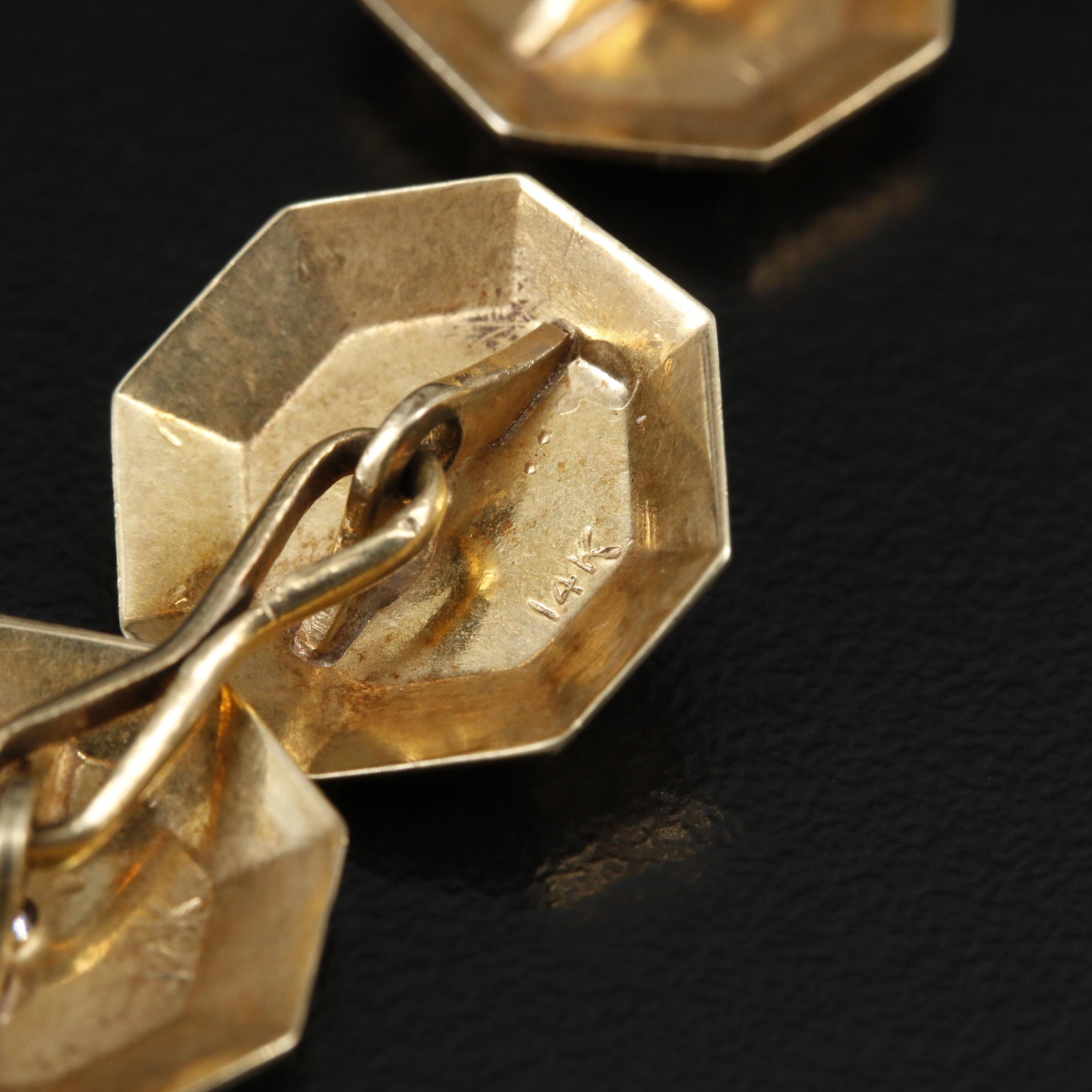 Vintage 14K Diamond and Synthetic Sapphire Cufflinks