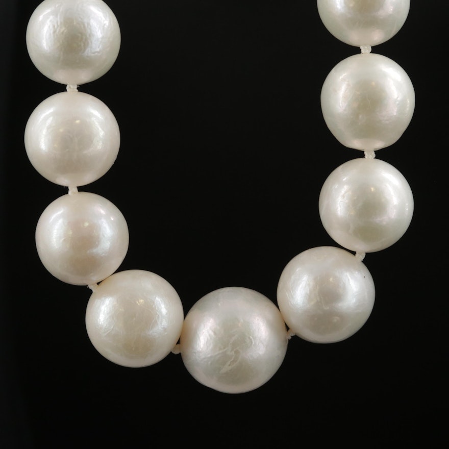 Cultured Pearl Necklace With 14K Yellow Gold Clasp