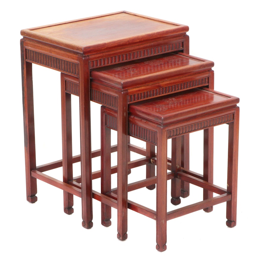 Chinese Style Mahogany Nesting Tables, Mid-20th Century