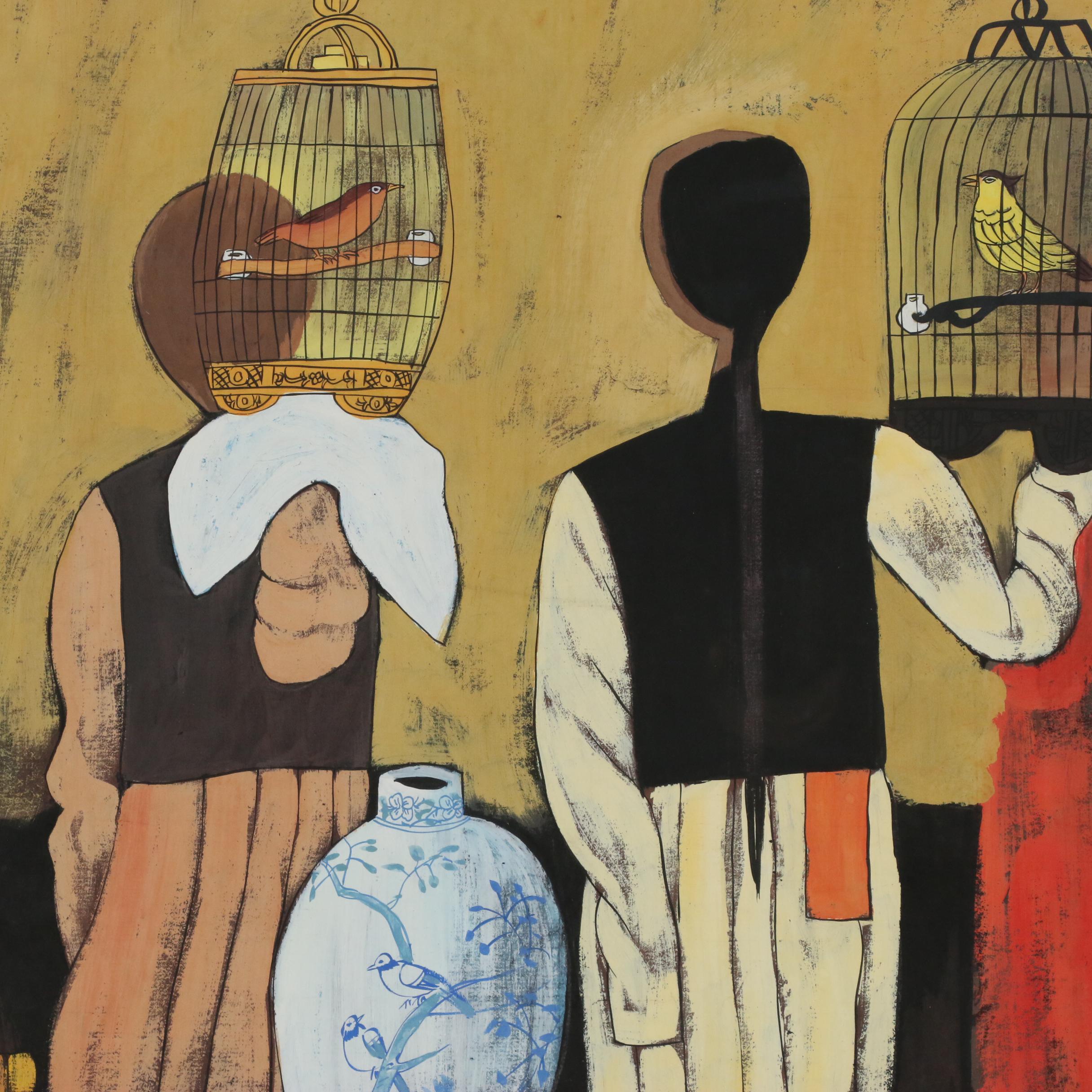 Chinese Goauche Painting in the Style of Hu Yongkai