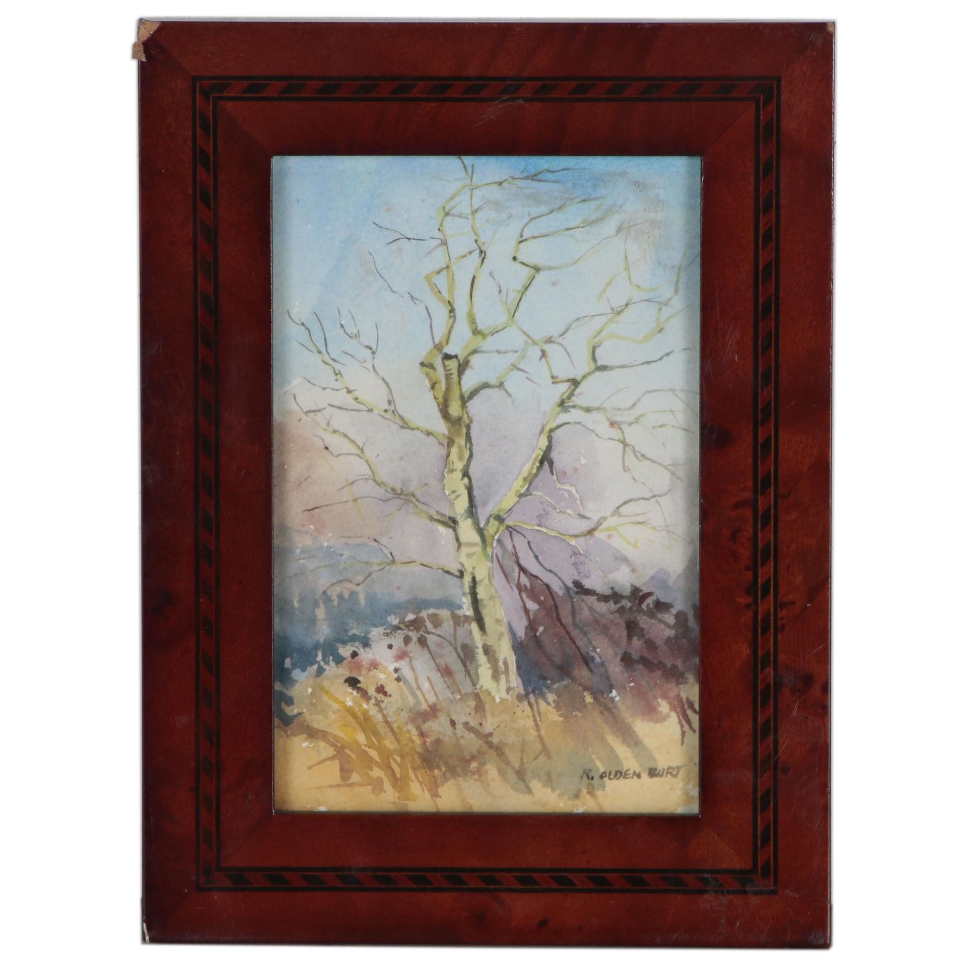 Richard Alden Burt Watercolor Painting of Birch Tree