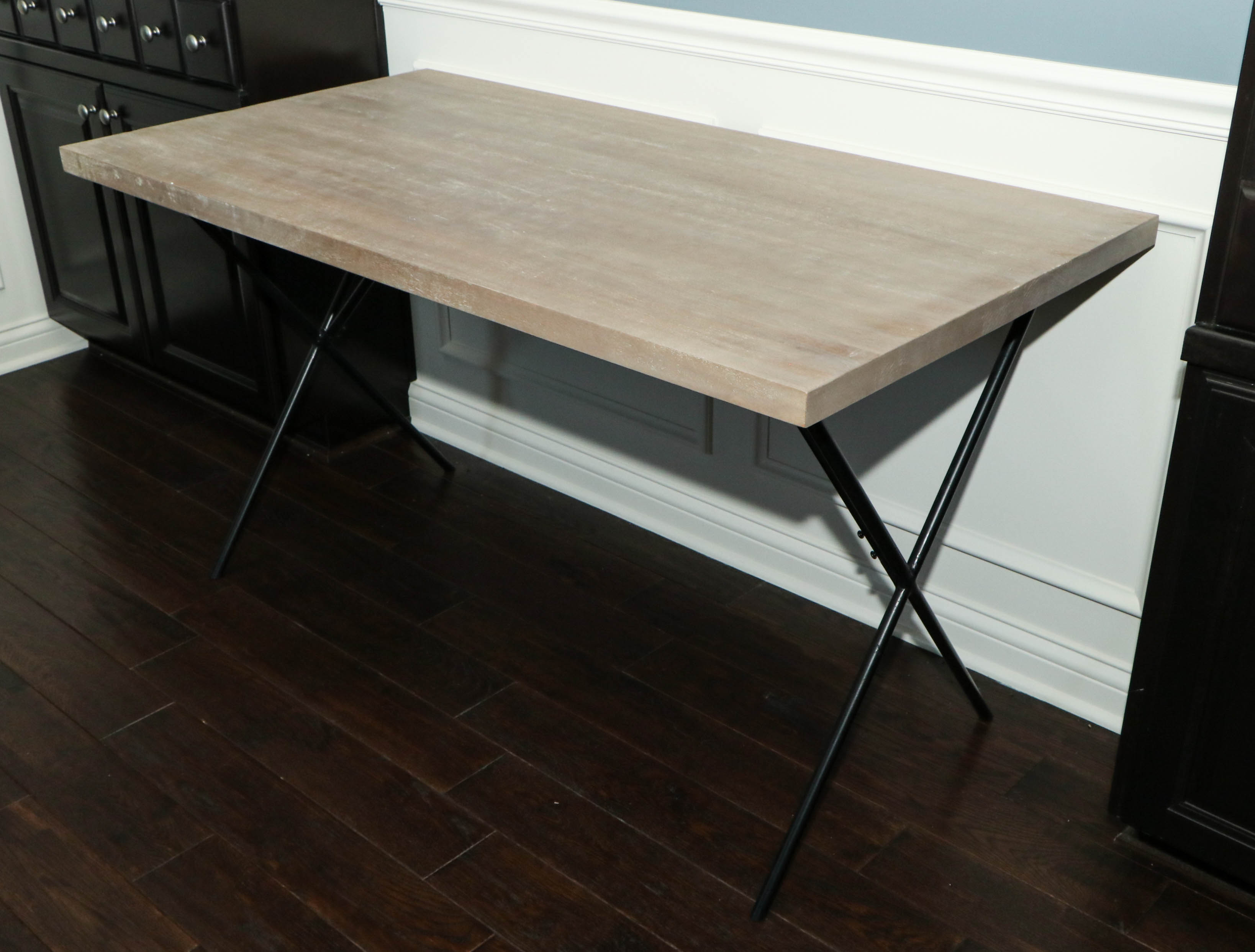 West Elm Contemporary Wood Desk with Metal X-Base