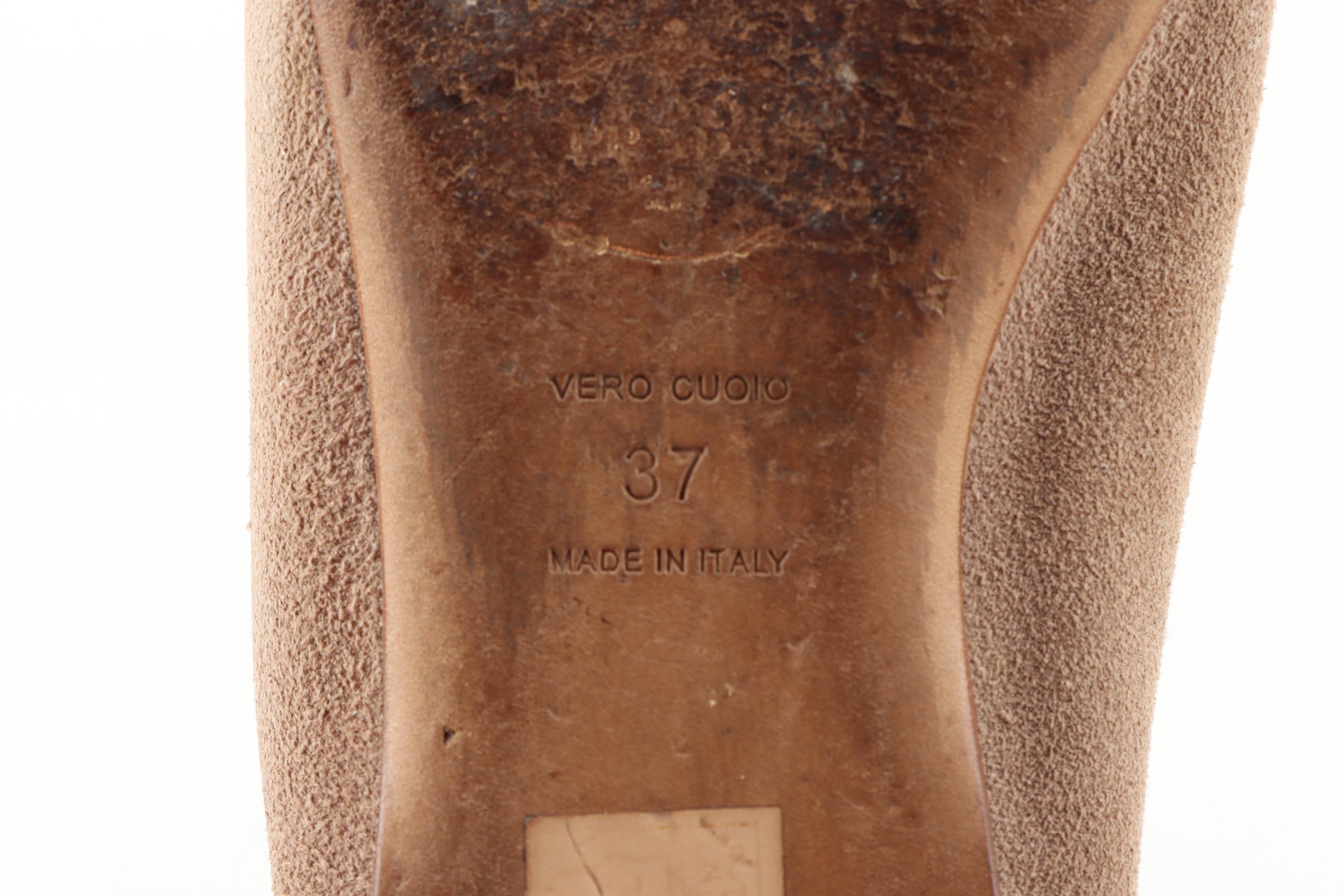 Prada Whipstitch Tan Suede Embellished Loafers