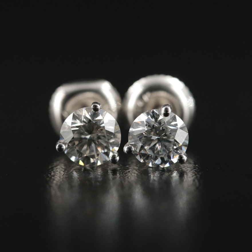 14K White Gold Martini Set 1.10 CTW Diamond Stud Earrings
