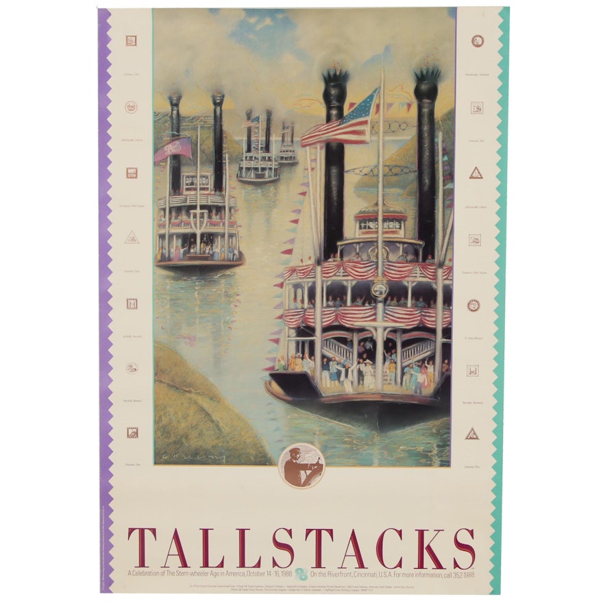 Cincinnati 1988 "Tall Stacks" Steamboat Festival Poster