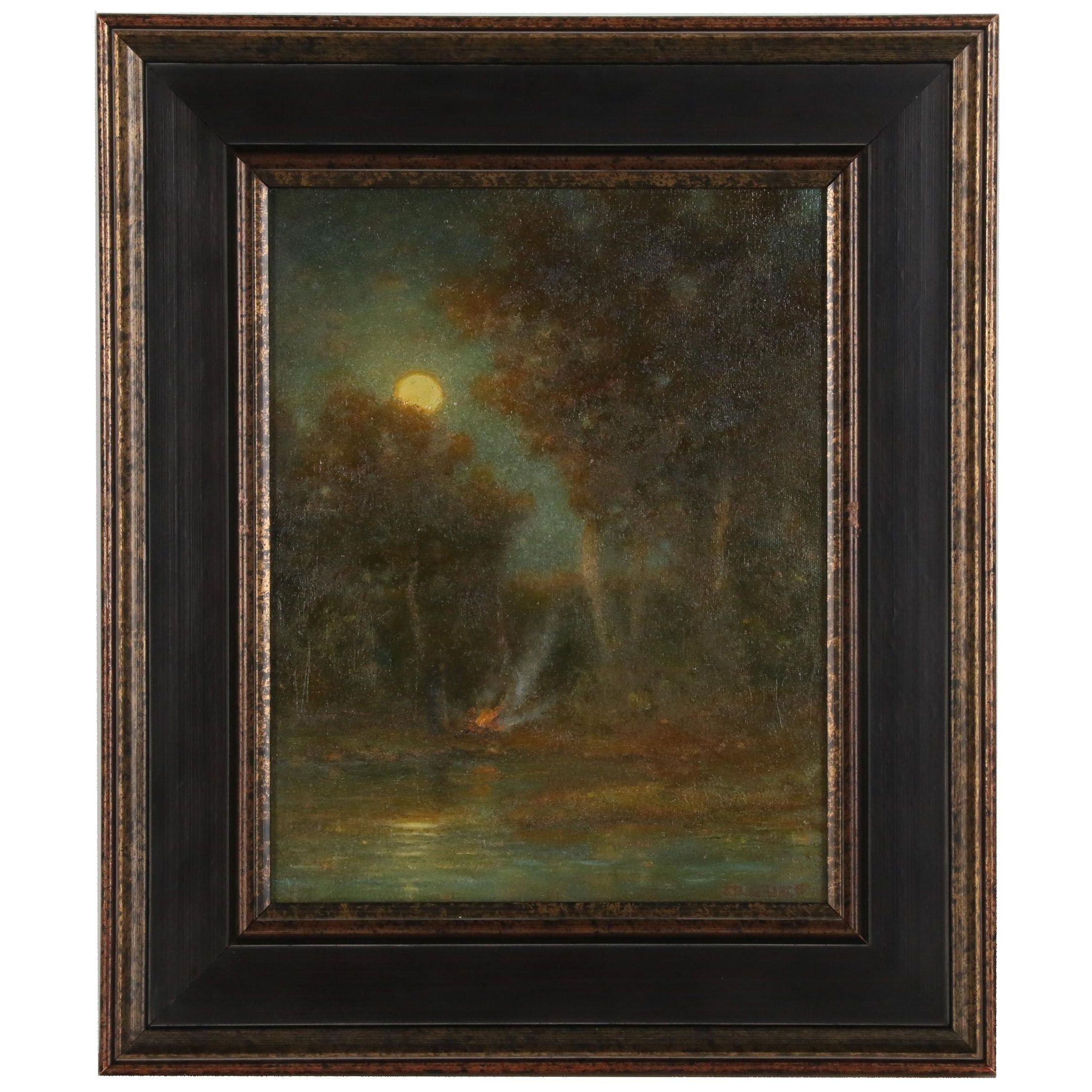Joseph P. Grieco Landscape Oil Painting "Moonlight Wish"