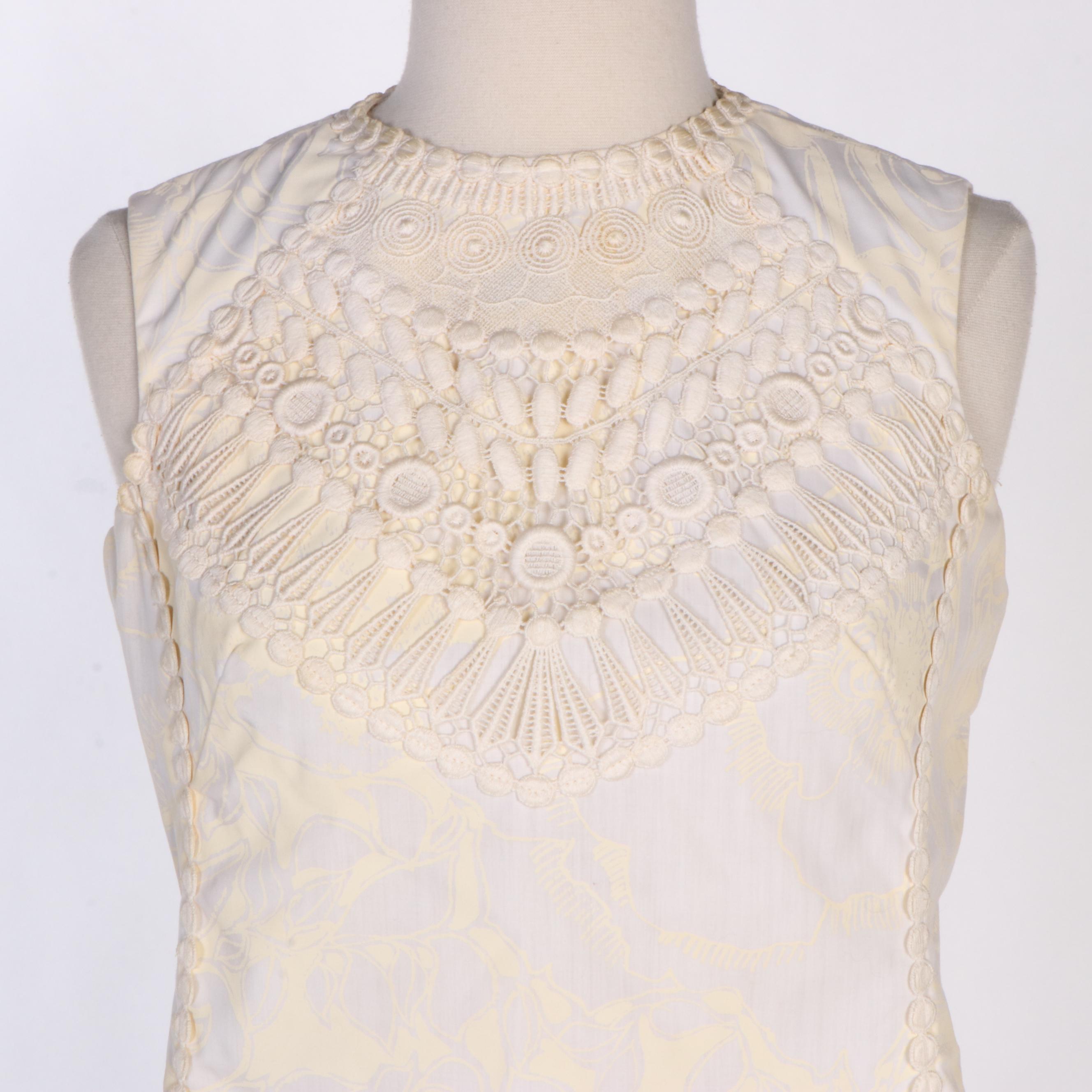 The Lilly Lilly Pulitzer Hand-Printed Cotton Dress with Lace Bib and Trim, 1960s