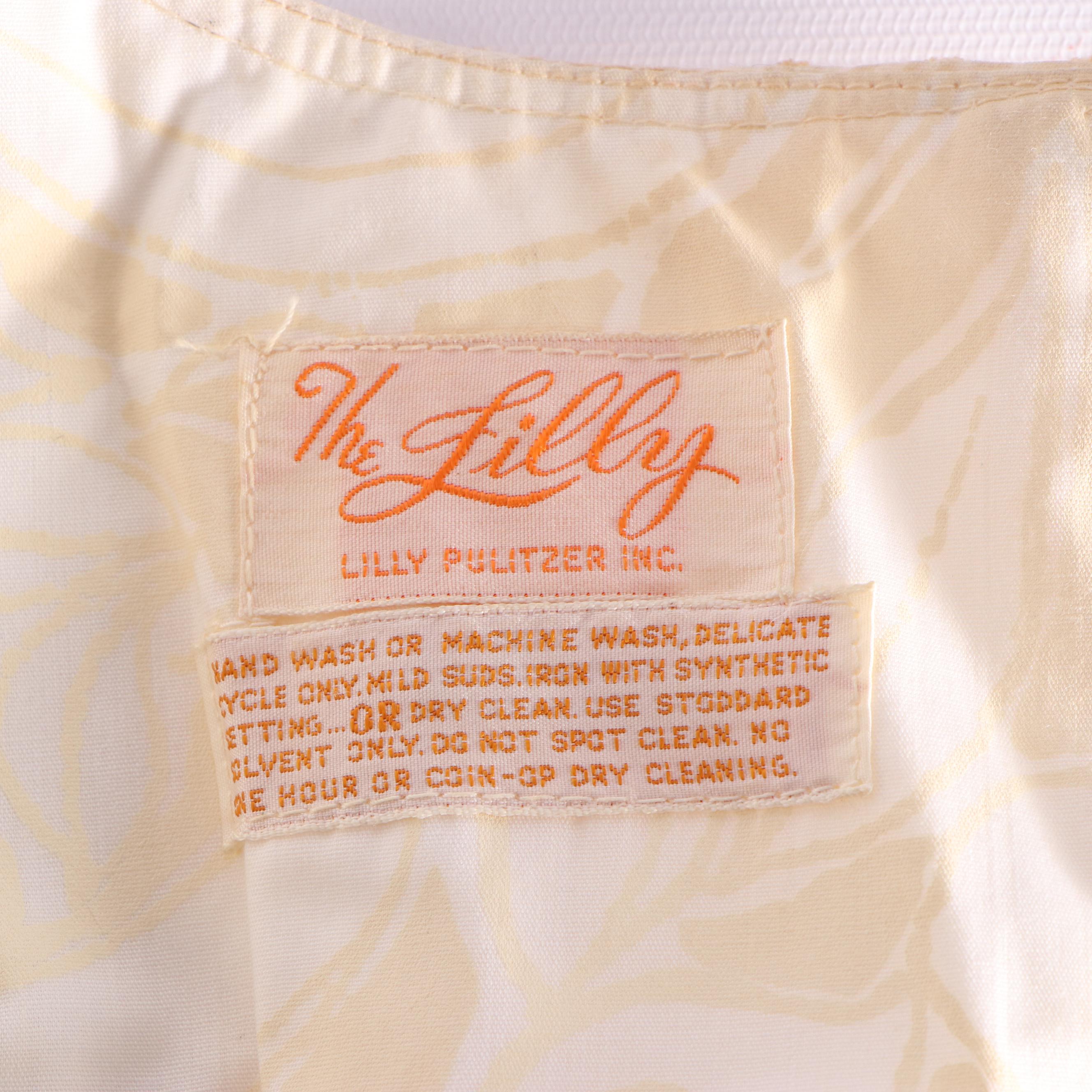 The Lilly Lilly Pulitzer Hand-Printed Cotton Dress with Lace Bib and Trim, 1960s