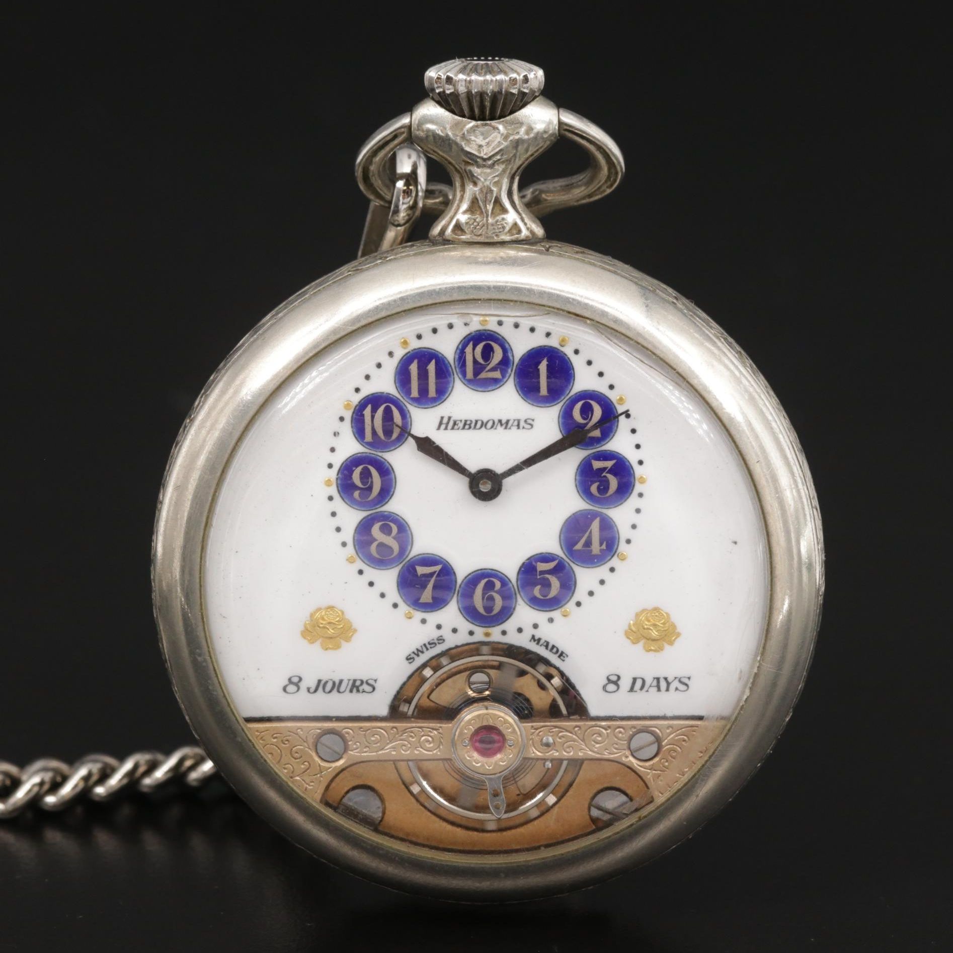 Hebdomas "8 Days" Open Face Pocket Watch, Vintage