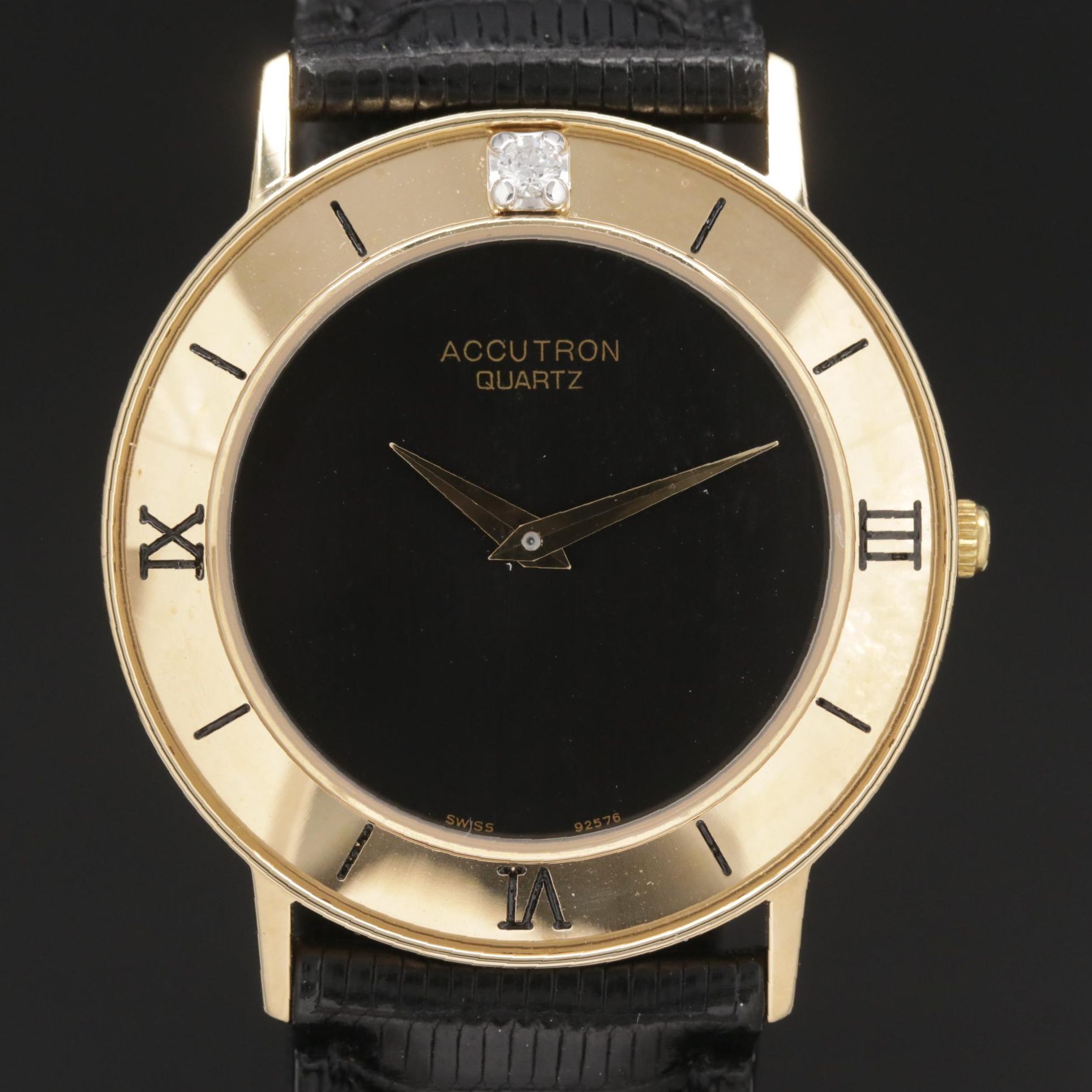 Bulova Accutron "Time N' Ice" Gold Tone and Diamond Quartz Watch
