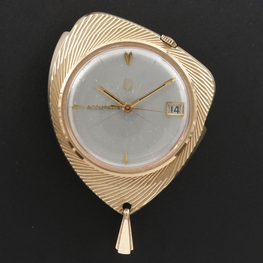 1967 Bulova Accutron Gold Tone Pendant Watch, Vintage