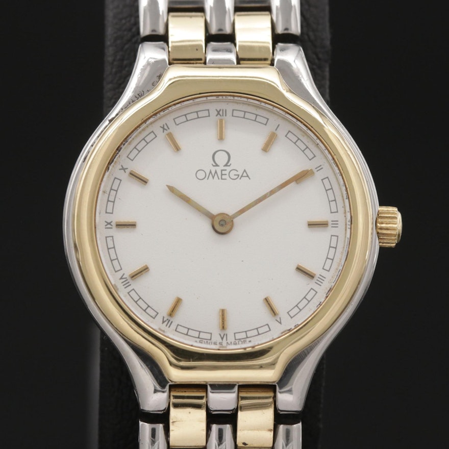 Omega DeVille 18K Gold and Stainless Steel Quartz Wristwatch