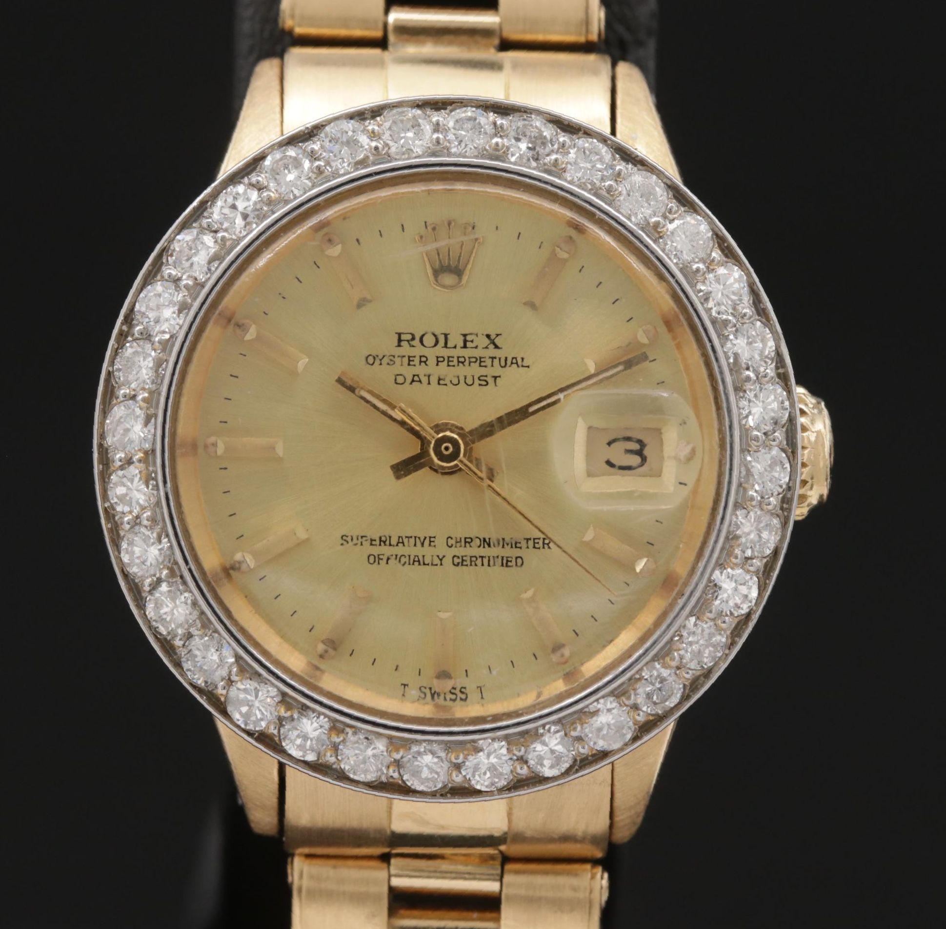 1970 Rolex Datejust 18K Gold and Stainless Steel with 1.20 CTW Diamonds Watch