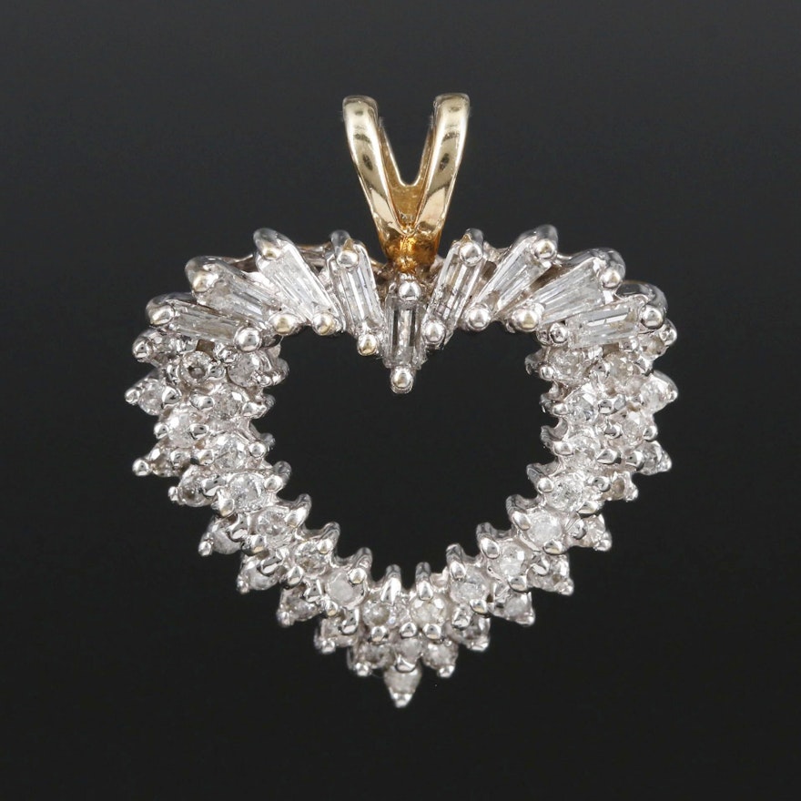 10K Diamond Heart Pendant