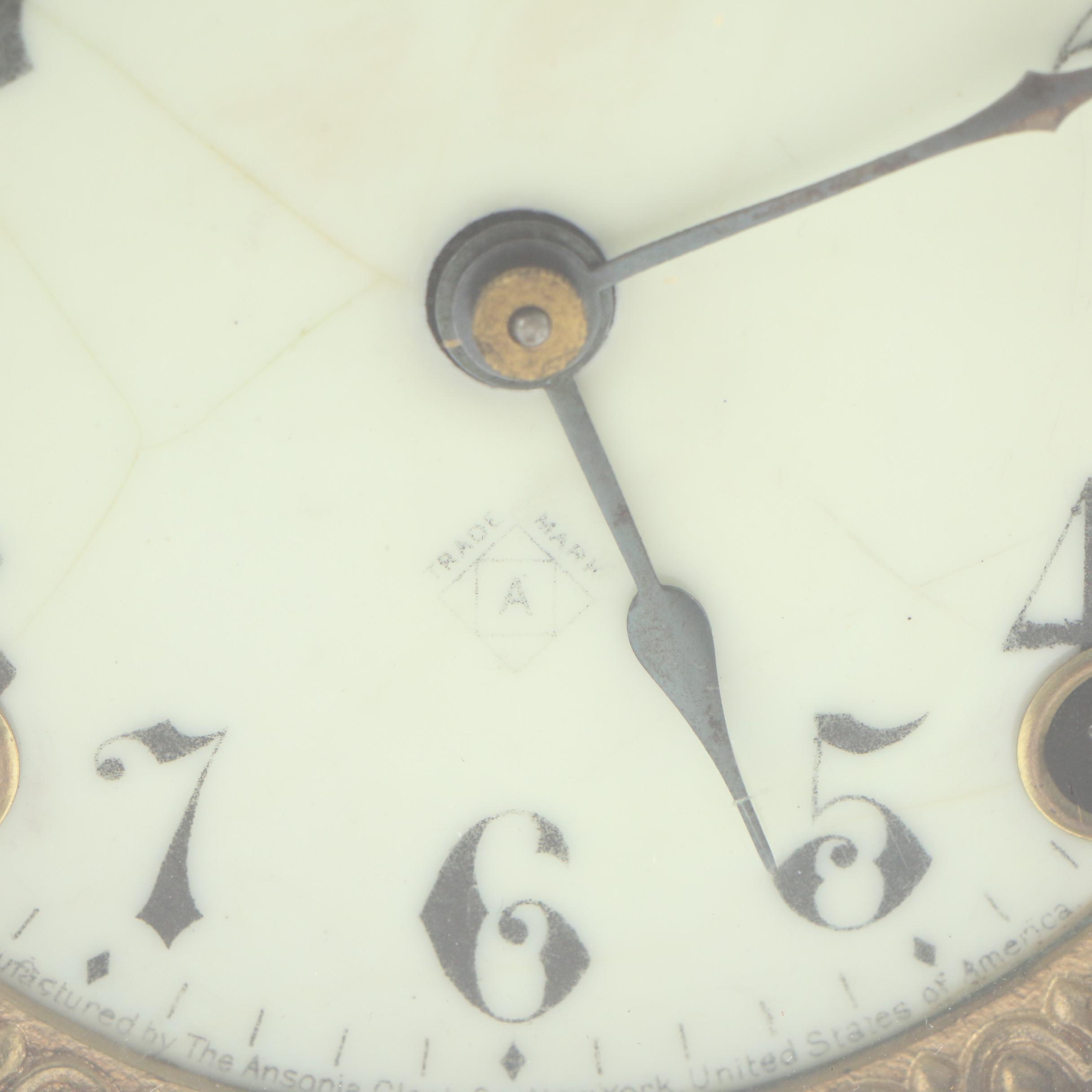 Ansonia Porcelain Mantel Clock with HandPainted Floral Motif EBTH