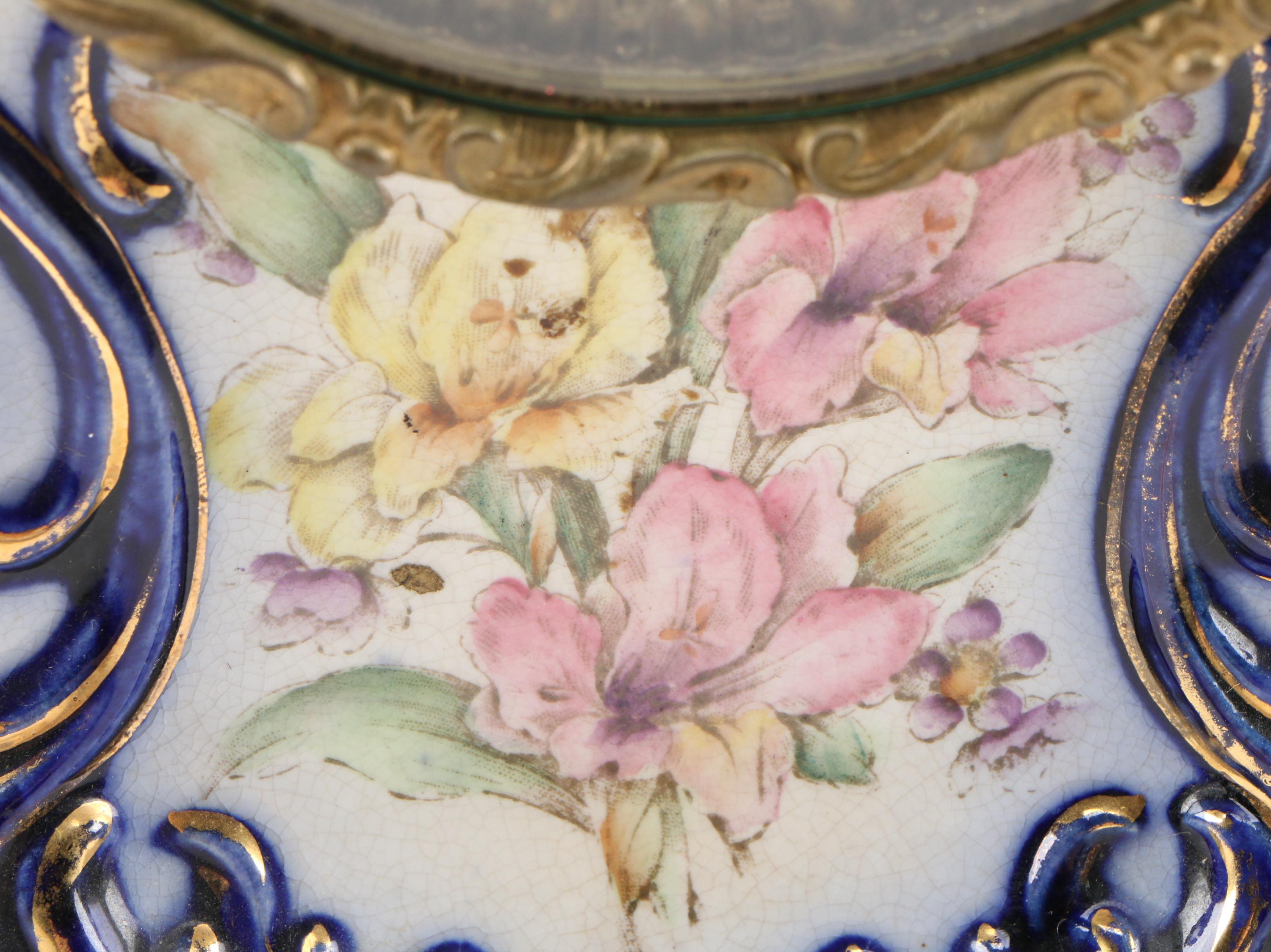 Ansonia Porcelain Mantel Clock with HandPainted Floral Motif EBTH
