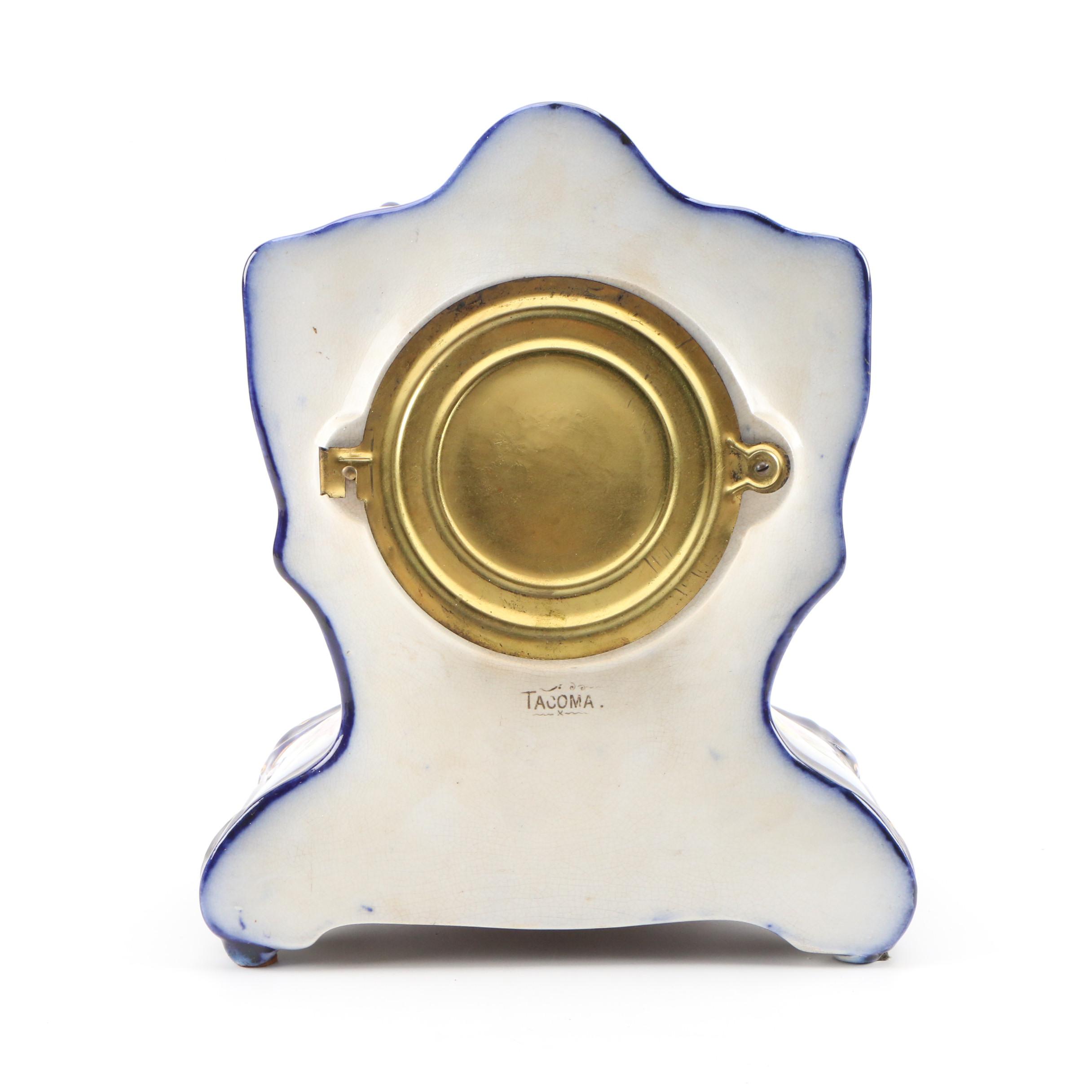 Ansonia Porcelain Mantel Clock with HandPainted Floral Motif EBTH