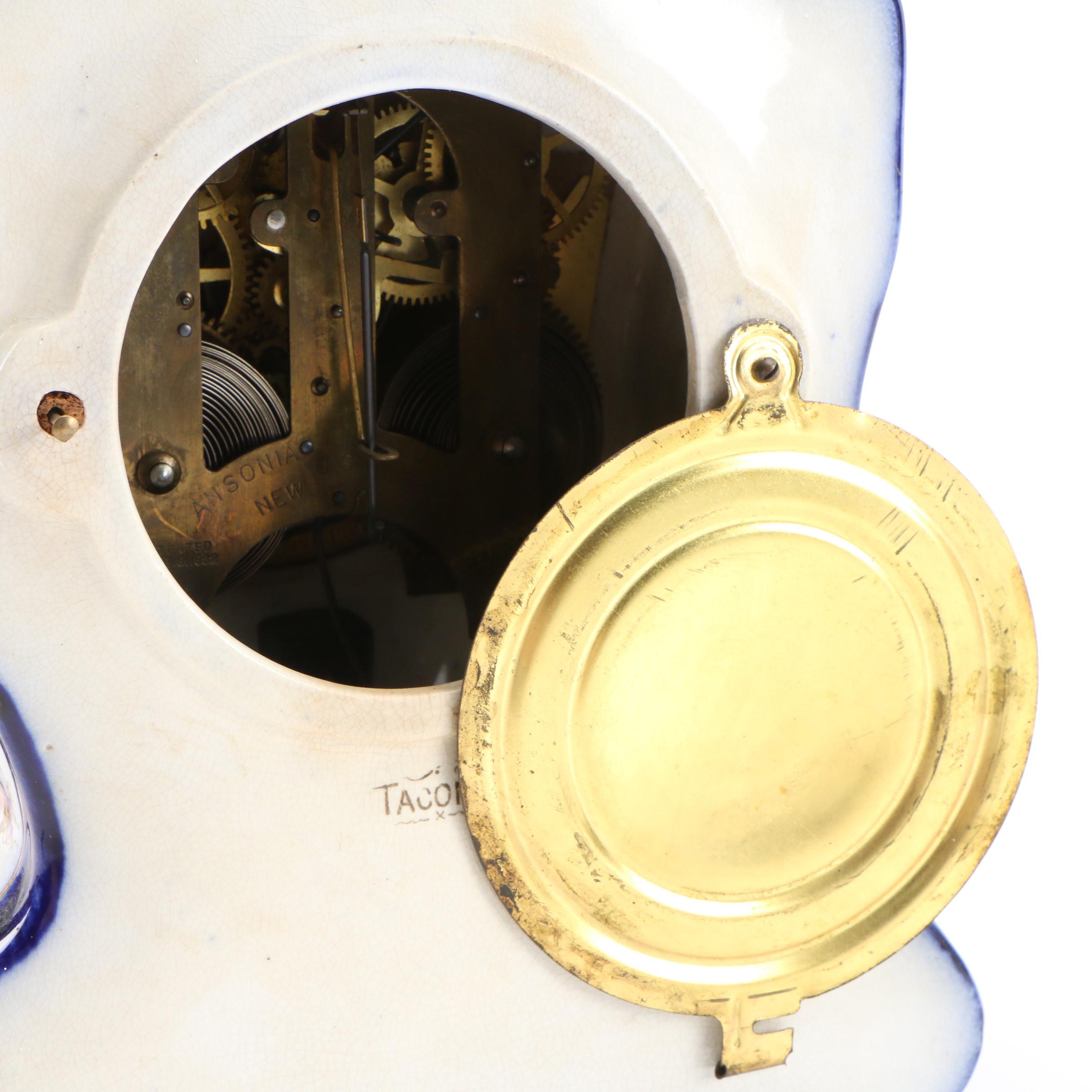 Ansonia Porcelain Mantel Clock with HandPainted Floral Motif EBTH