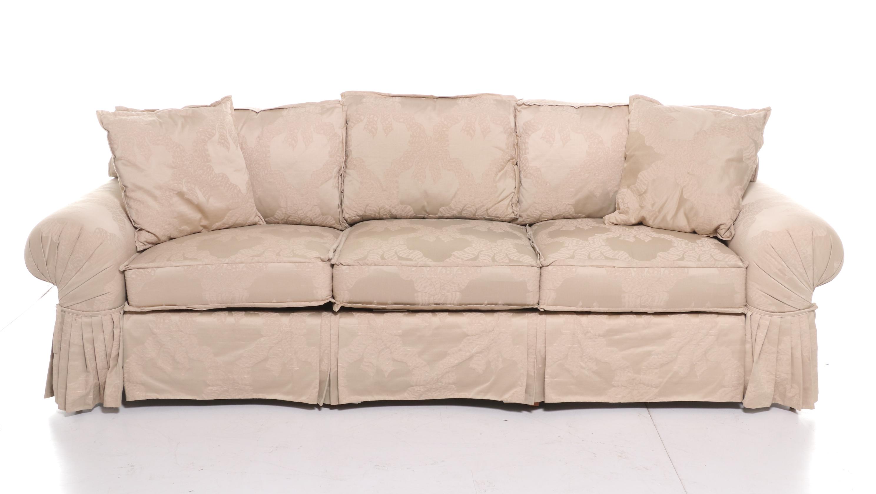 Henredon "Schoonbeck Collection" Damask Roll-Arm Sofa