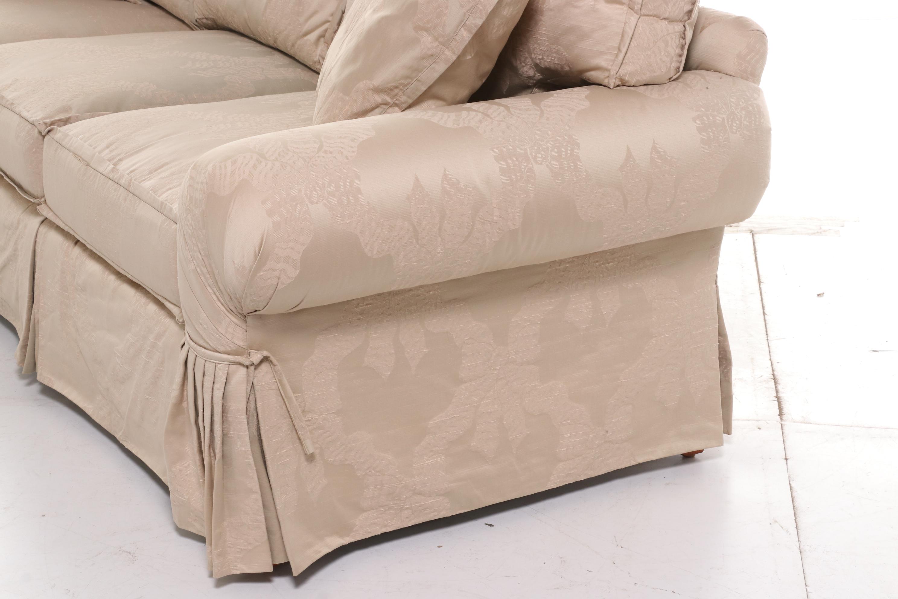 Henredon "Schoonbeck Collection" Damask Roll-Arm Sofa