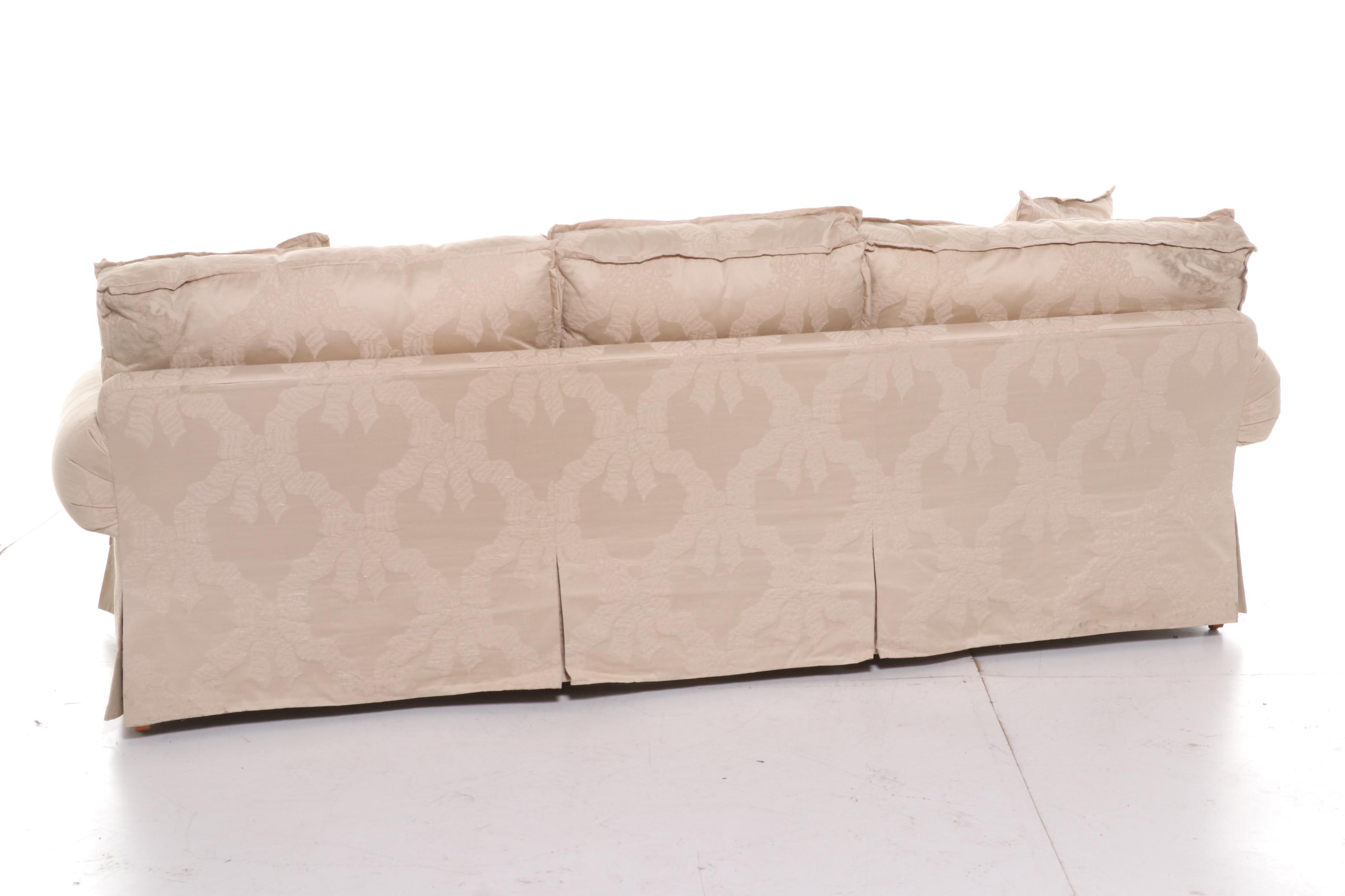 Henredon "Schoonbeck Collection" Damask Roll-Arm Sofa