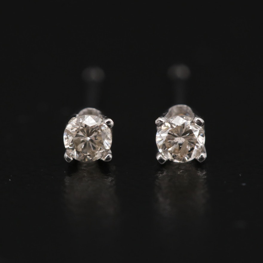 14K White Gold 0.14 CTW Diamond Stud Earrings
