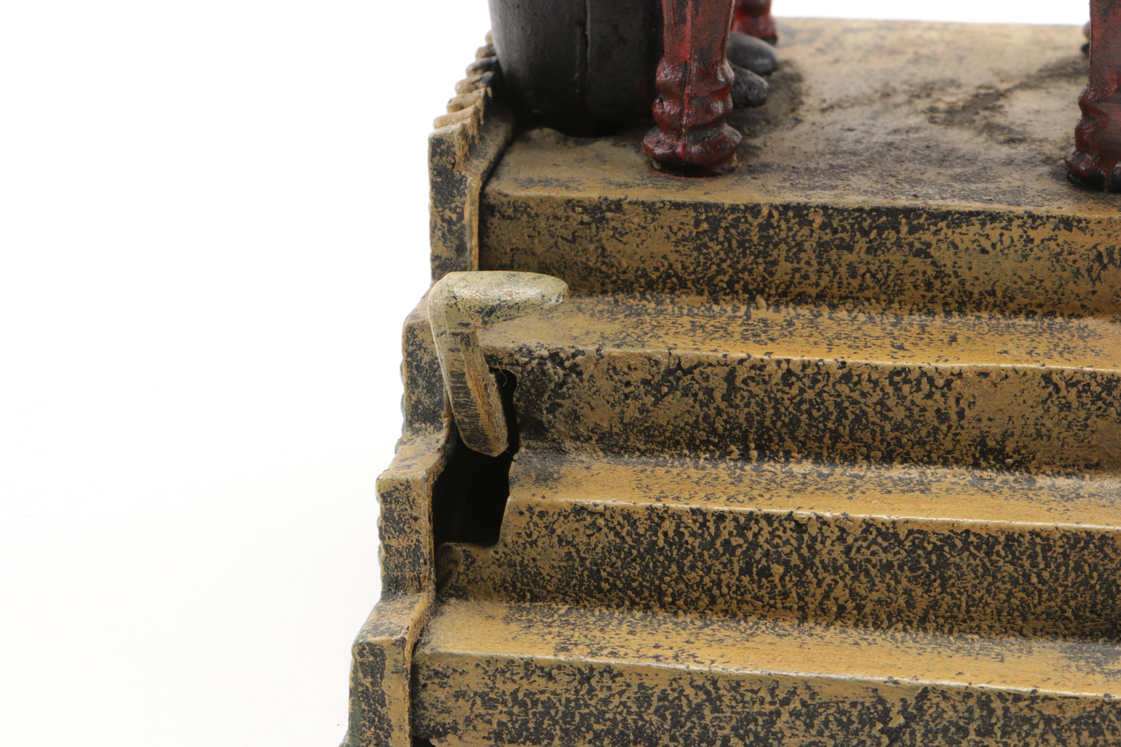 Magician with Hat Polychrome Painted Mechanical Cast Iron Bank