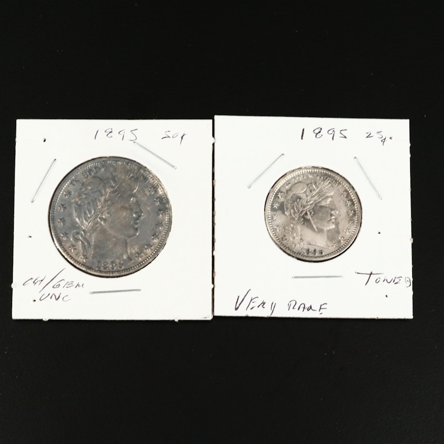 1895 Barber Silver Half Dollar and Quarter Dollar