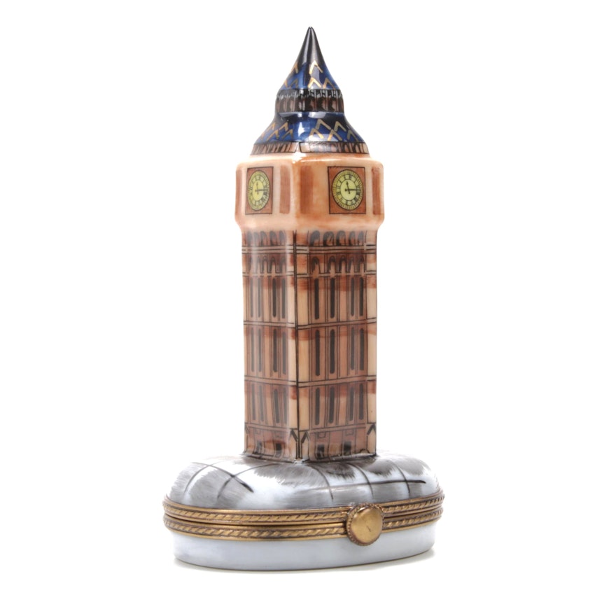 La Gloriette "London's Big Ben Clock Tower" Hand-Painted Porcelain Limoges Box