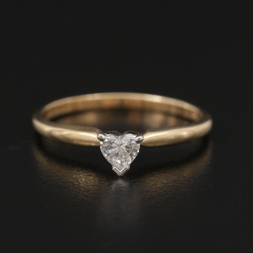 14K Yellow Gold 0.25 CTW Diamond Solitaire Ring