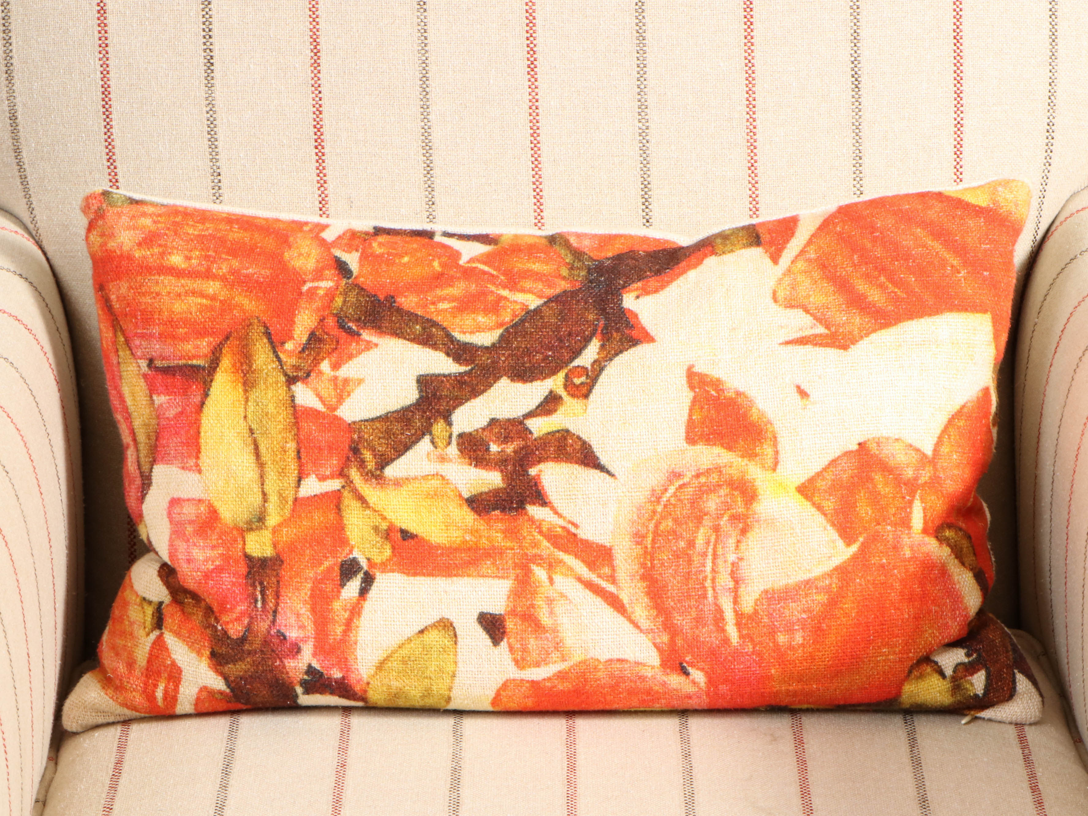 Rowe Furniture Striped Armchair with Decorative Pillow