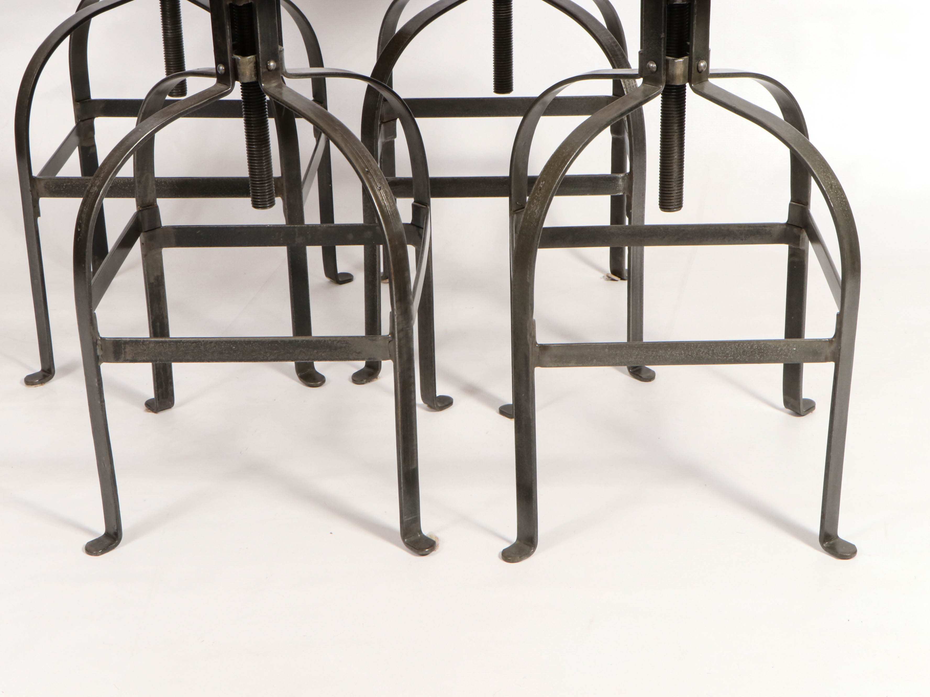 World Market Industrial Style Metal and Wood Adjustable Stools